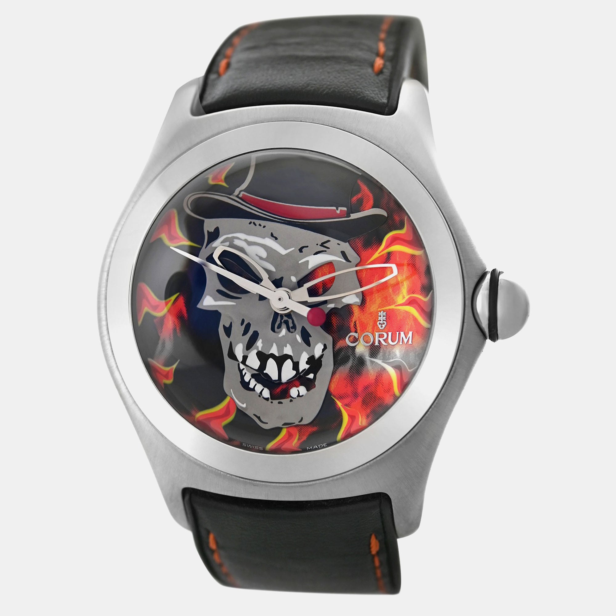 Corum Bubble Baron Samedi 02320.582001 Limited Edition Black Stainless Steel Automatic Men's Wristwatch 45 mm