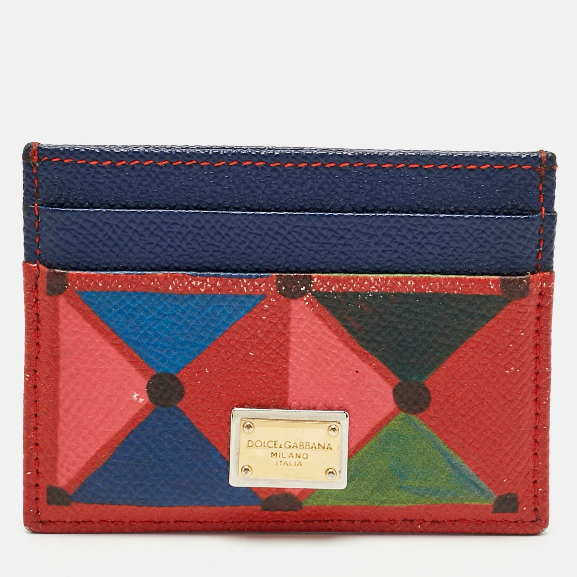 D&G Multicolor Printed Leather Card Holder