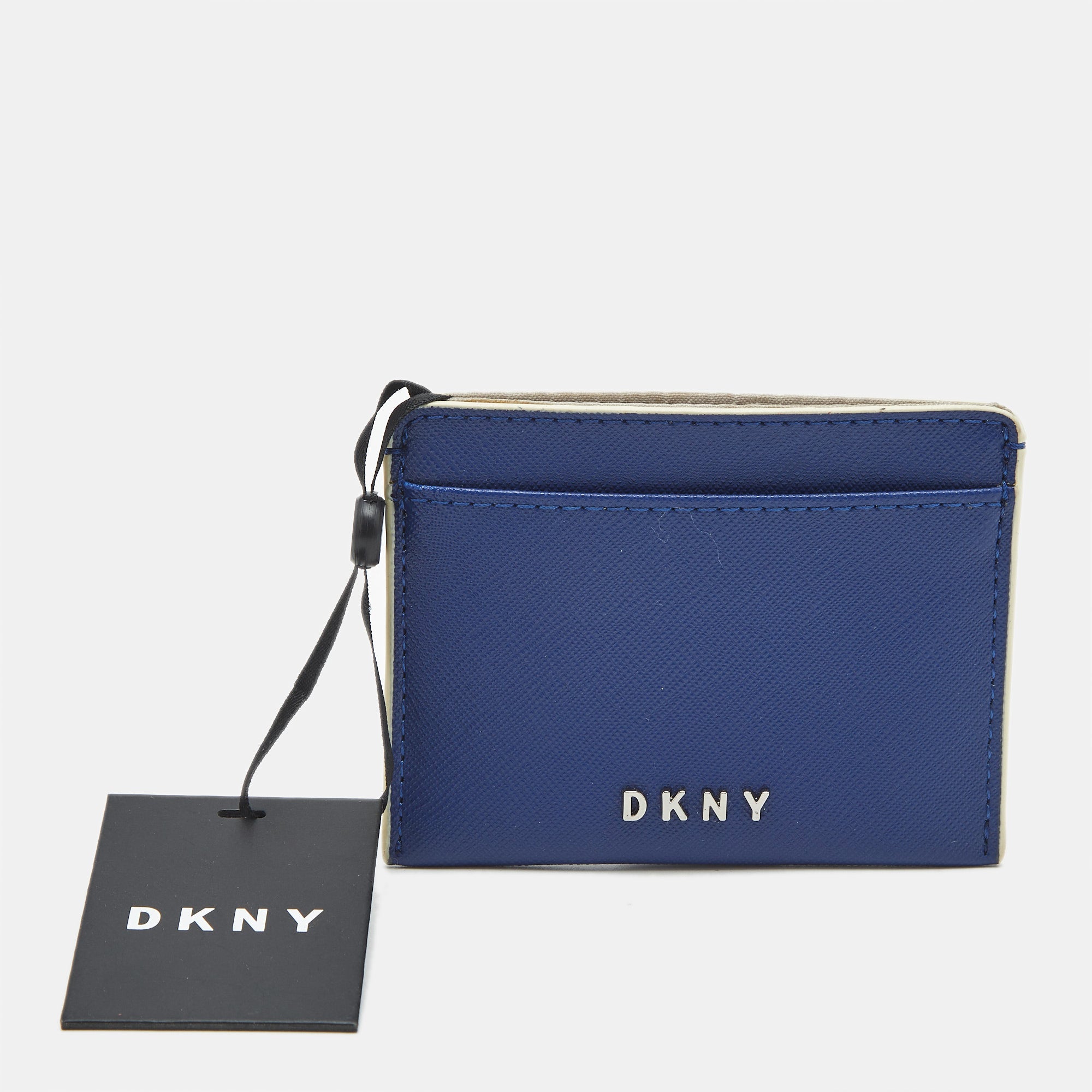 DKNY Blue Leather Logo Card Holder
