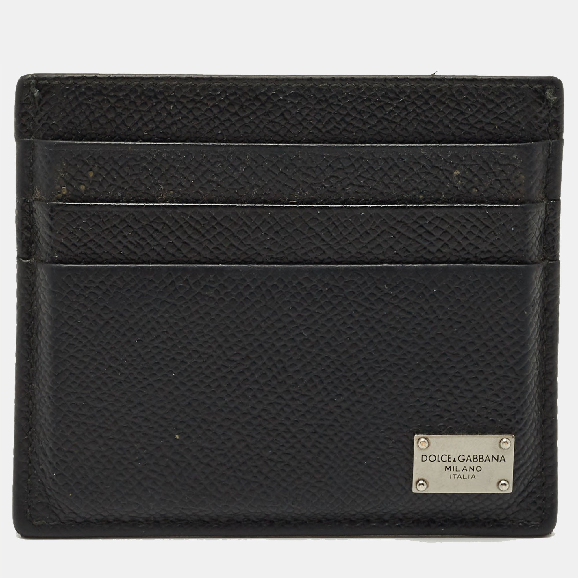 Dolce & Gabbana Black Leather Logo Card Holder