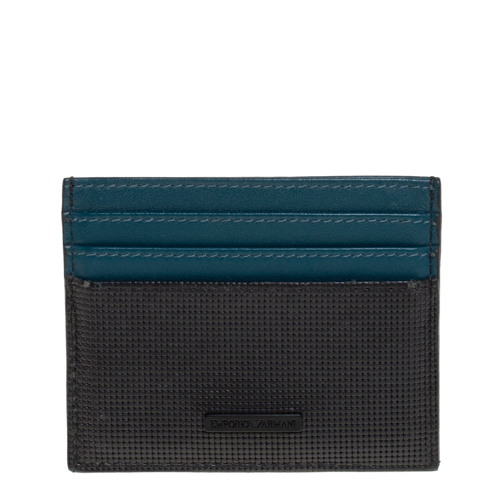 Emporio Armani Blue-Black Leather Card Holder