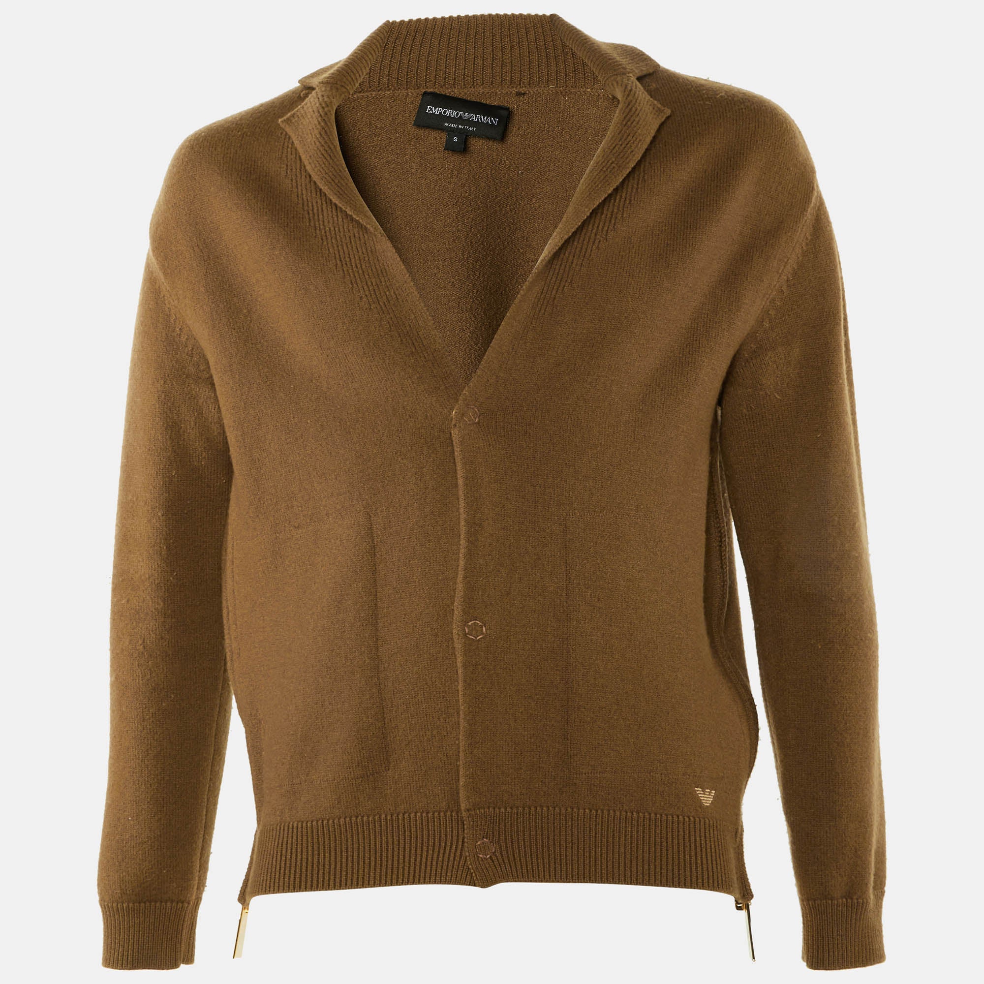 Emporio Armani Brown Wool Knit Button Front Cardigan S