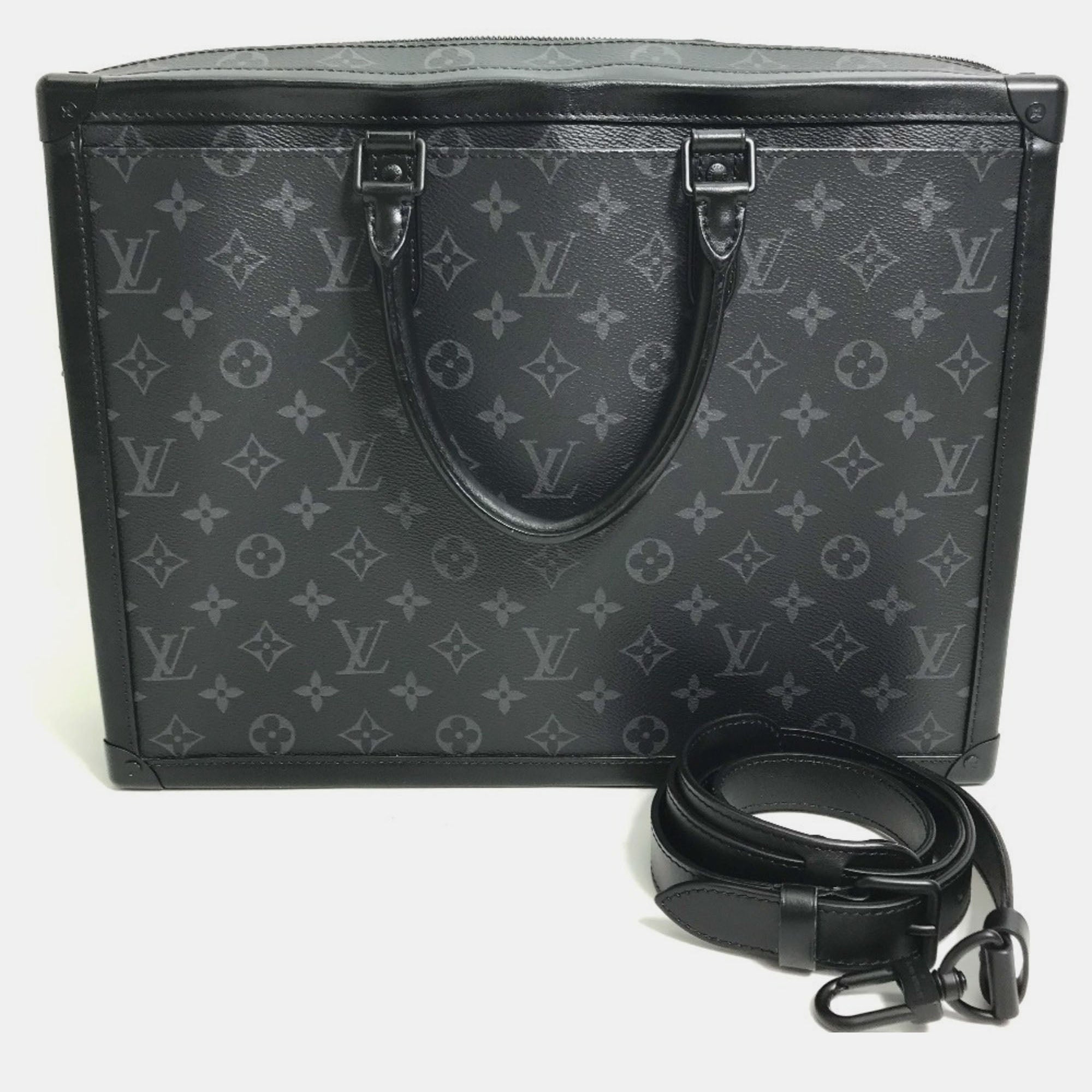Louis Vuitton Monogram Eclipse Soft Trunk Briefcase-Handbag-2-Way Shoulder Bag-Business Bag In Canvas Black