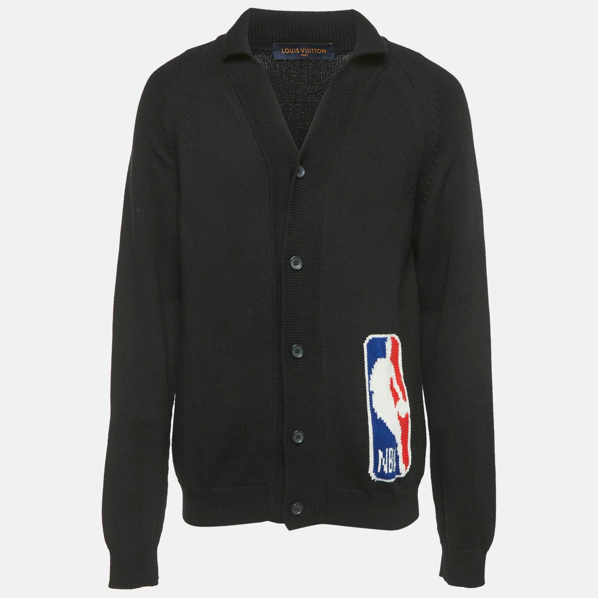 Louis Vuitton Black LV Intarsia Rib Knit Cardigan L