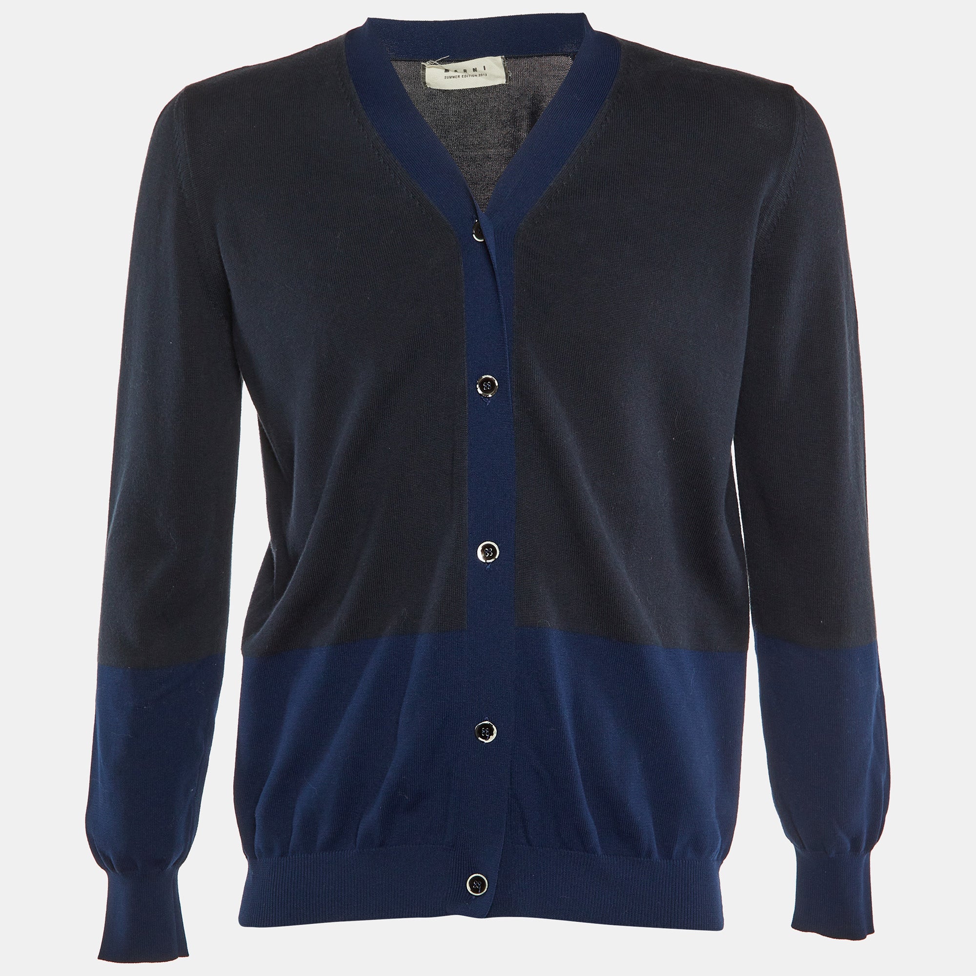 Marni Midnight Blue Cotton Knit Button Front Cardigan S