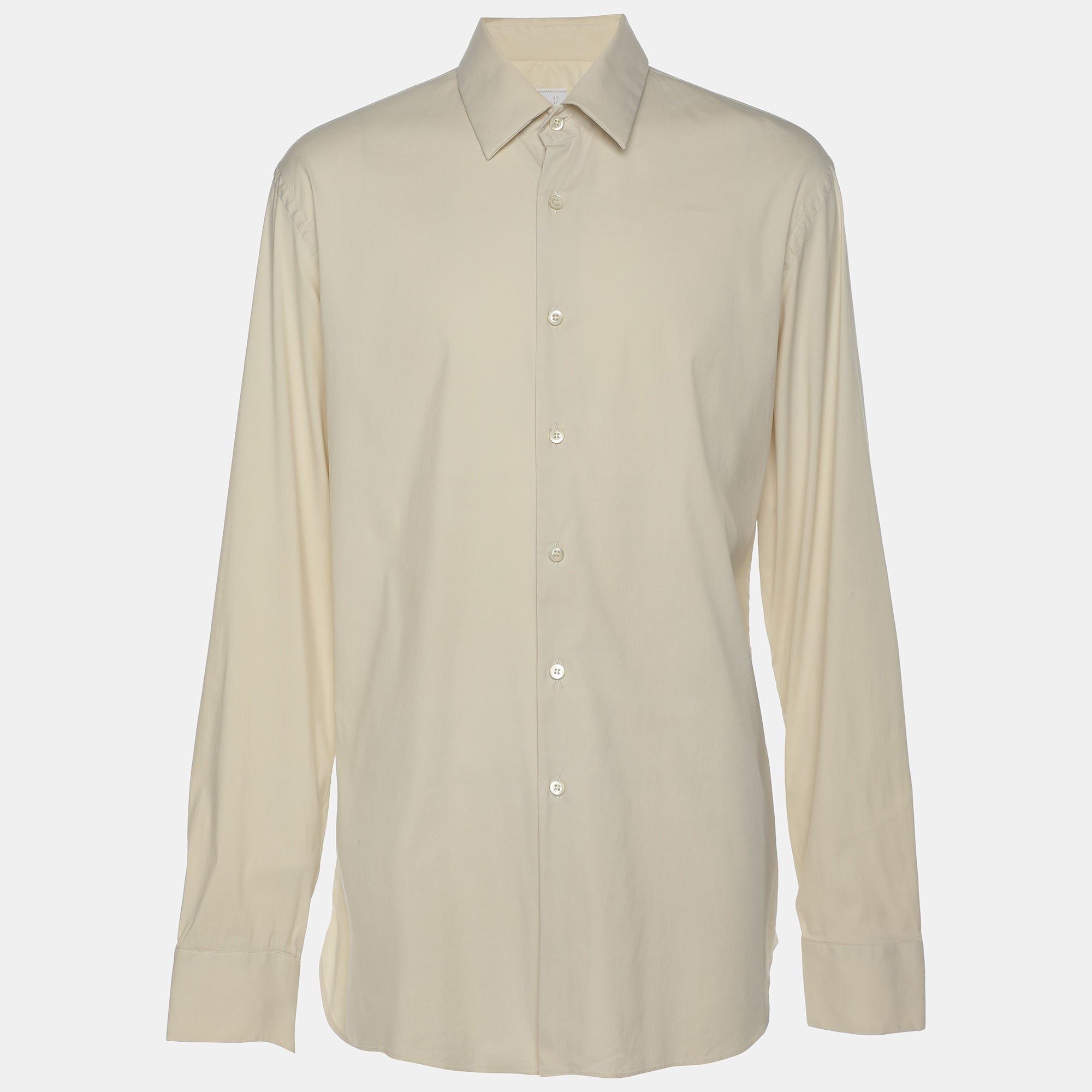 Prada Cream Stretch Cotton Button Front Shirt XL