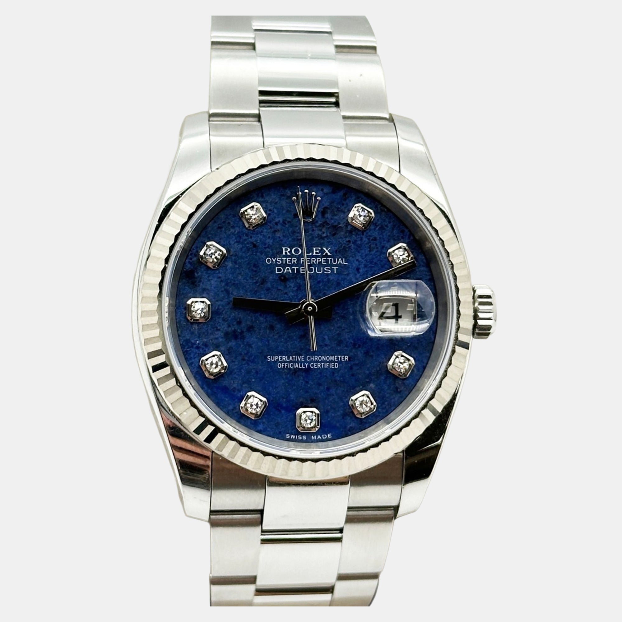 Rolex Datejust 36 116234 Automatic Sodalite Diamond Dial Stainless Steel 18K White Gold Men's Wristwatch 36 mm