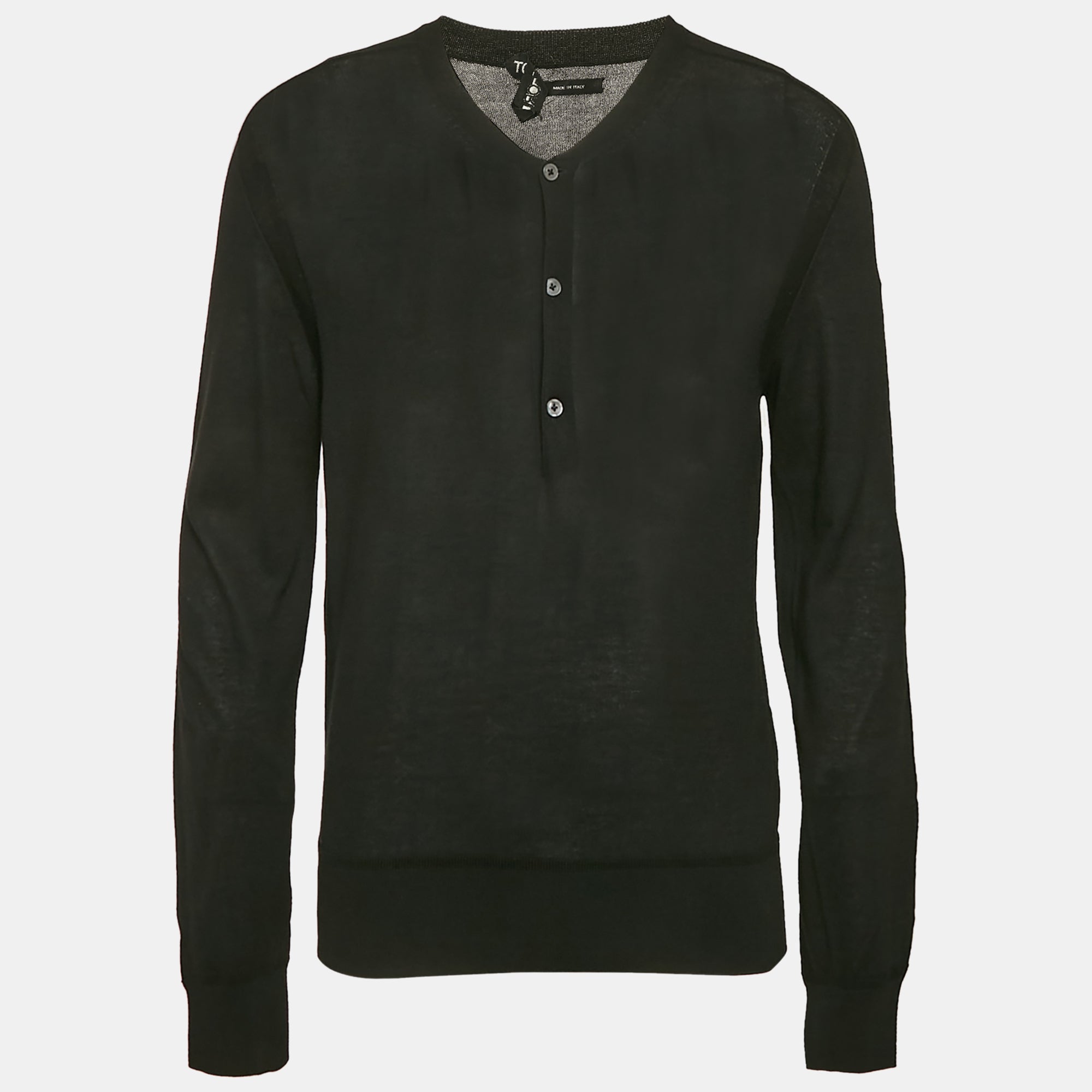 Tom Ford Black Cotton Knit Buttoned Cardigan L