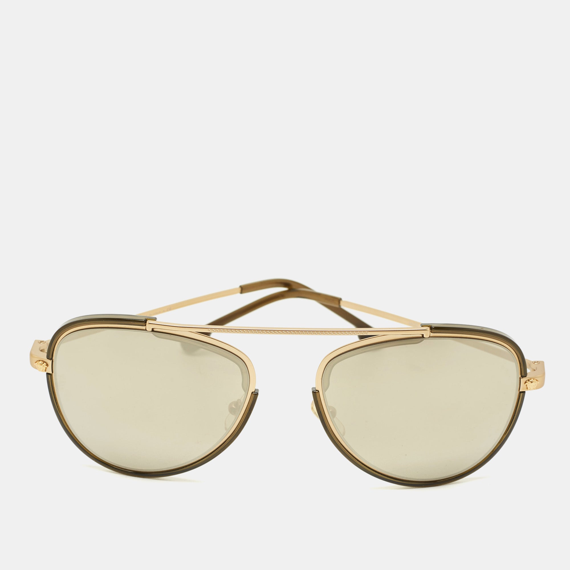 Versace Gold-Brown Mirrored MOD. 2193 Aviator Sunglasses