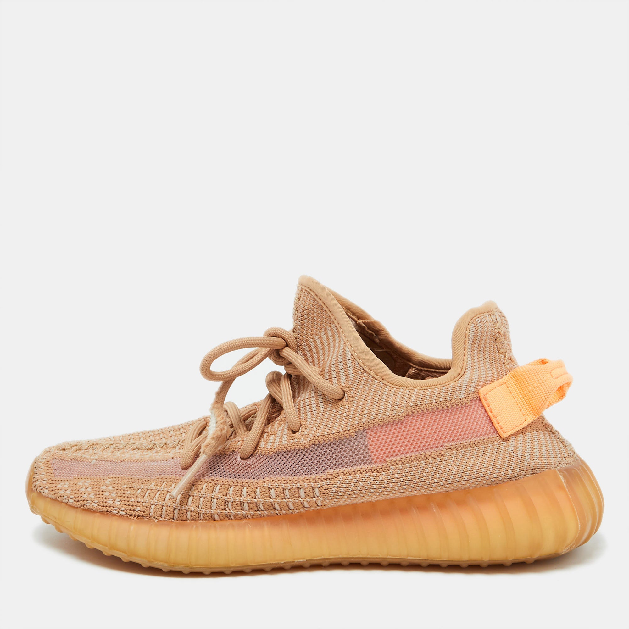Yeezy x Adidas Orange Knit Fabric Boost 350 V2 Clay Sneakers Size 39 1-3