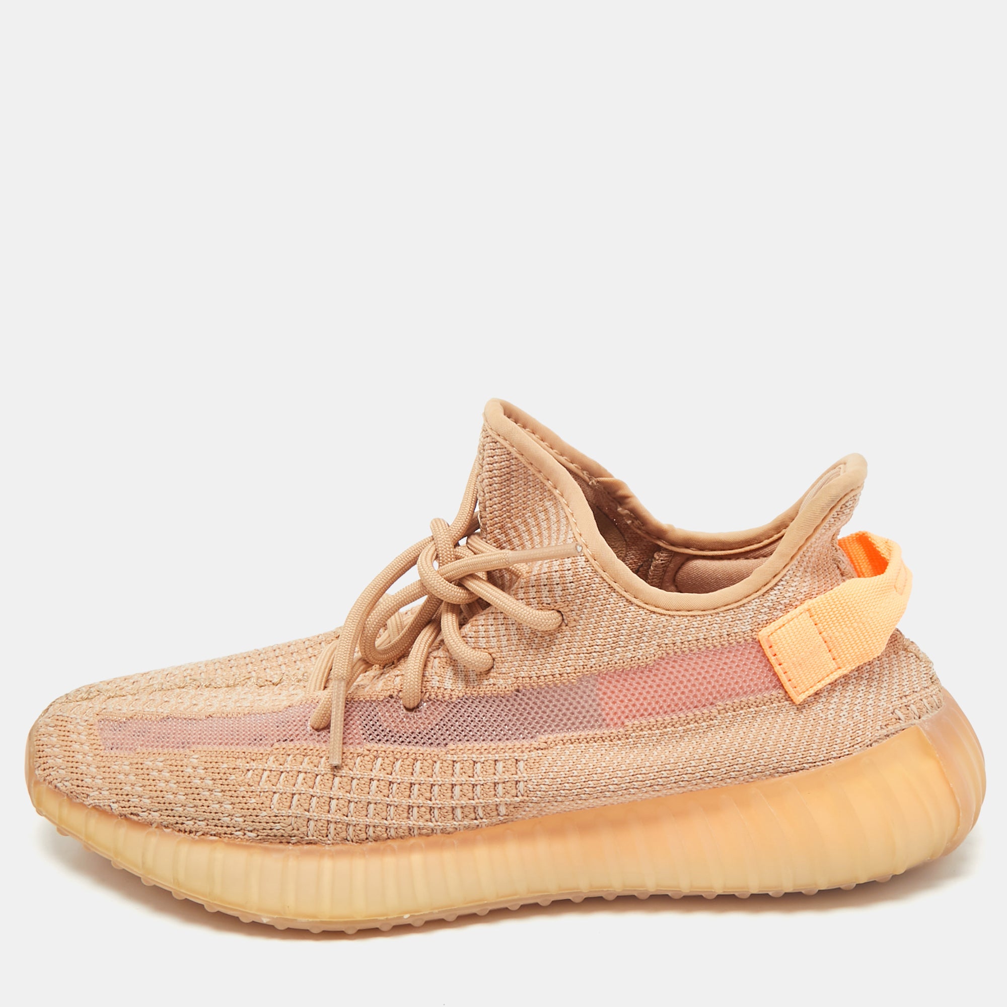 Yeezy x Adidas Orange Knit Fabric Boost 350 V2 Clay Sneakers Size 42 2-3