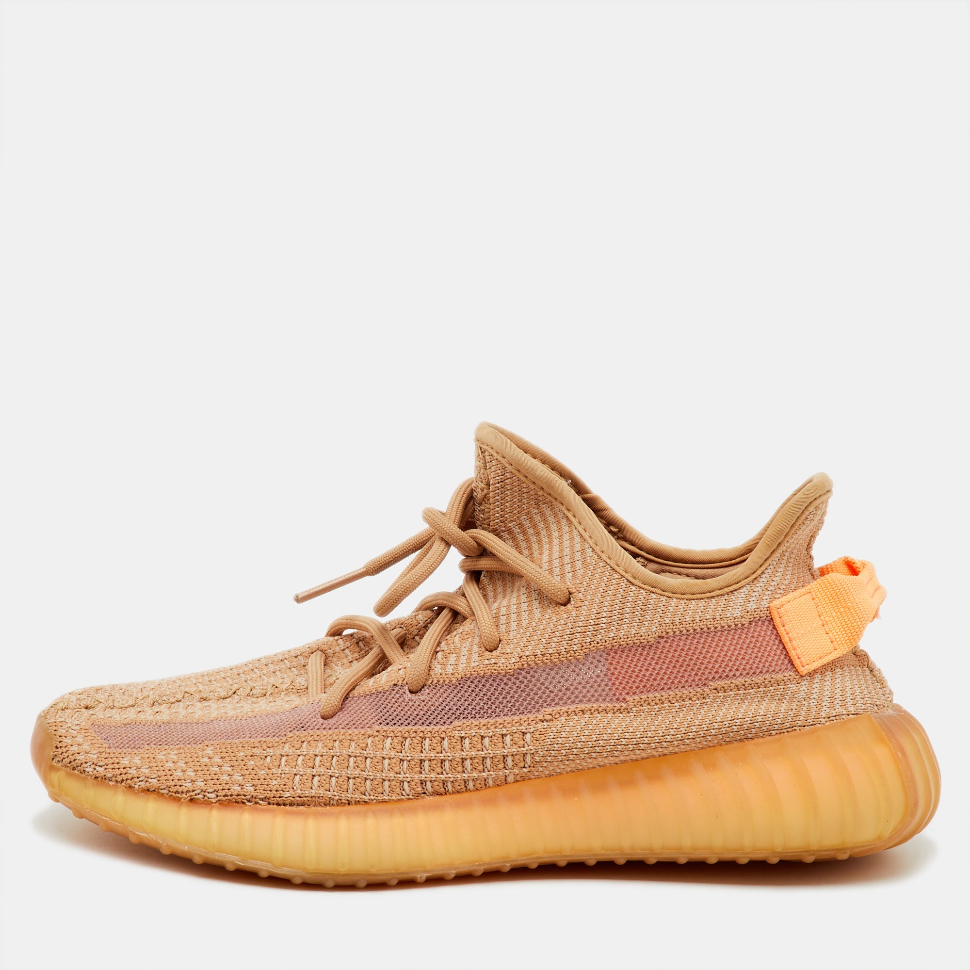 Yeezy x Adidas Light Orange Knit Fabric Boost 350 V2 Clay Sneakers Size 40 2-3