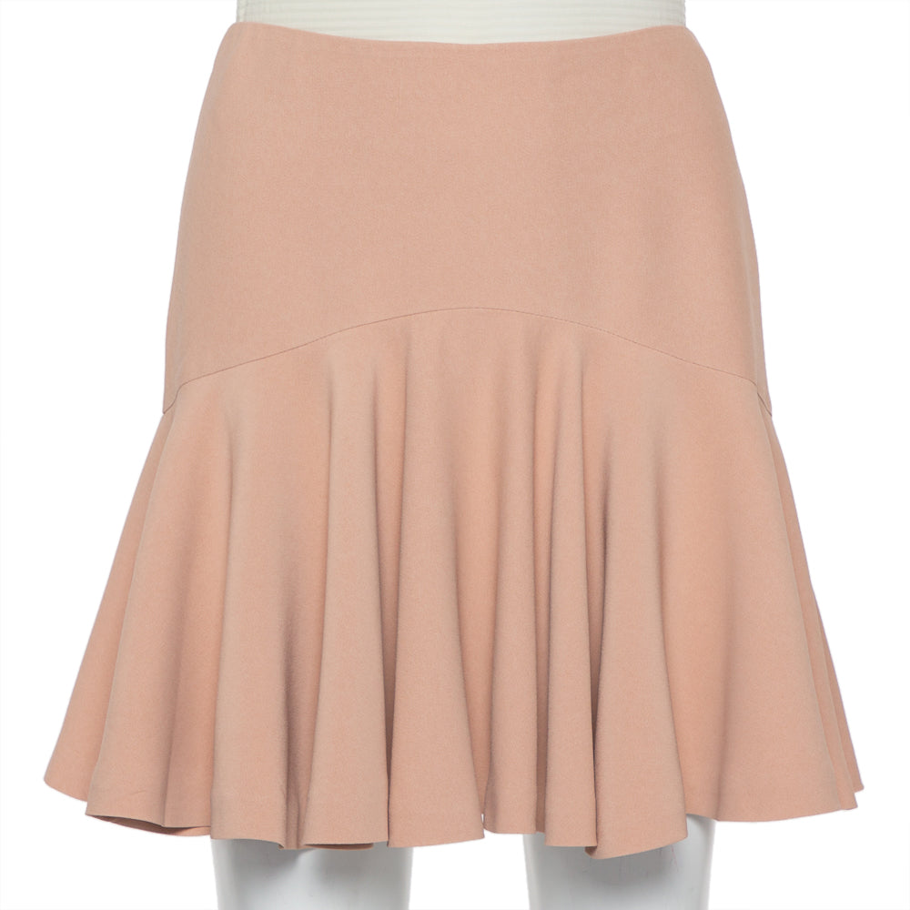 Alexander McQueen Beige Crepe Ruffle Mini Skirt S