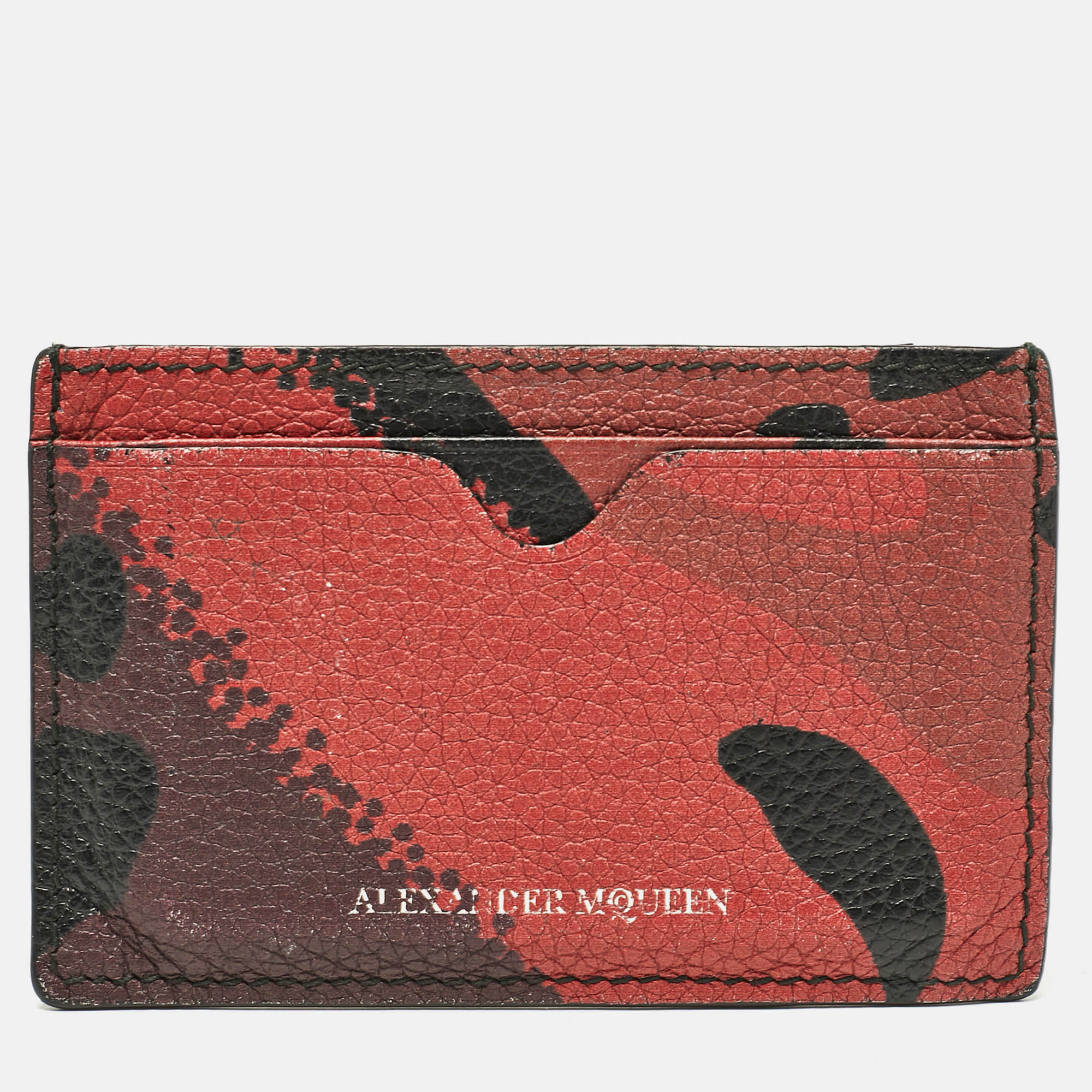 Alexander McQueen Red Camo Leather Dancing Skeleton Card Holder
