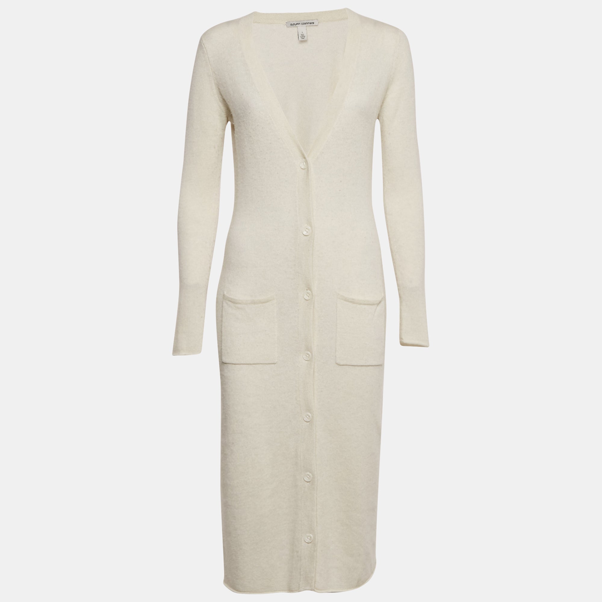 Autumn Cashmere Cream Cashmere Knit Cardigan Dress S