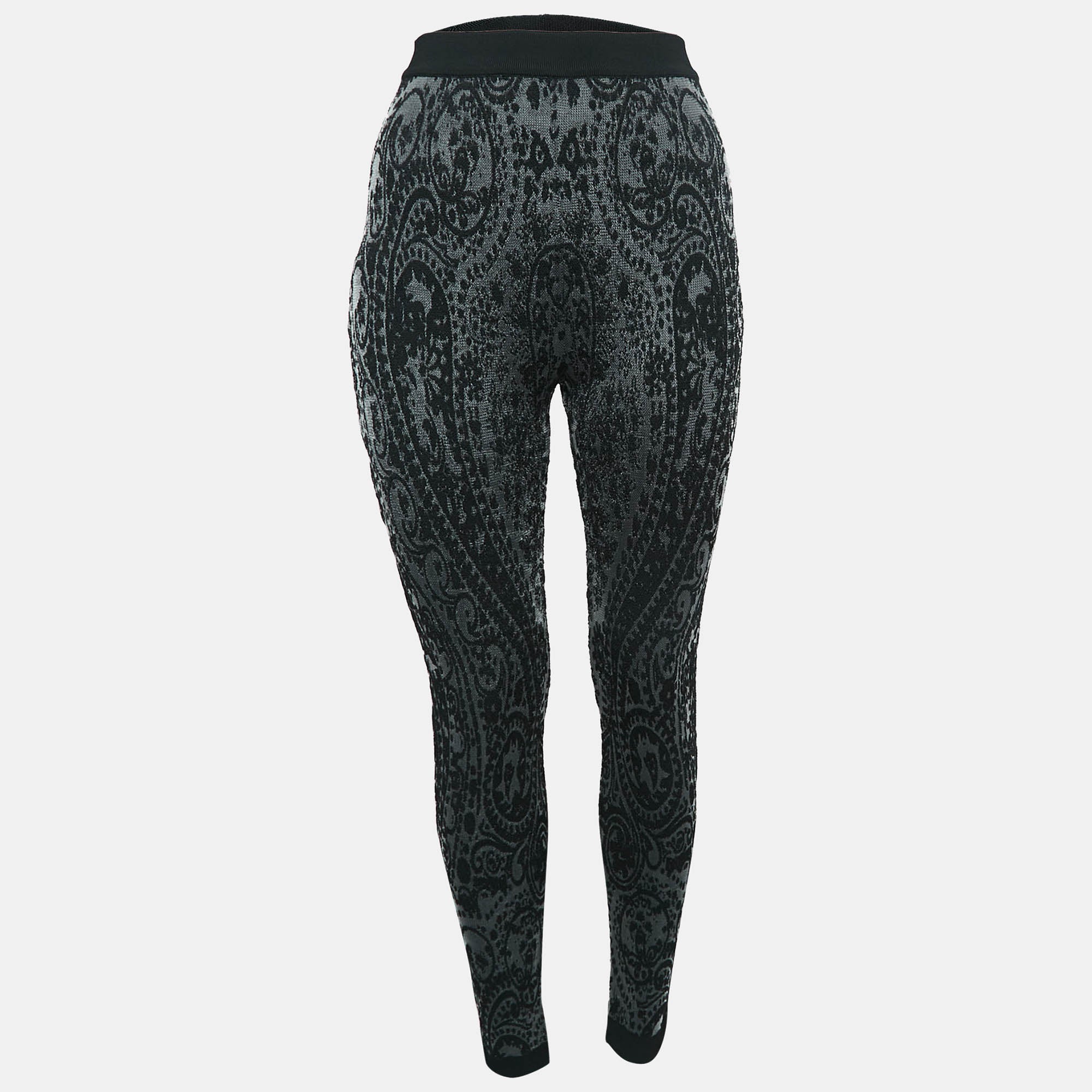 Balmain Black Jacquard Jersey Leggings S