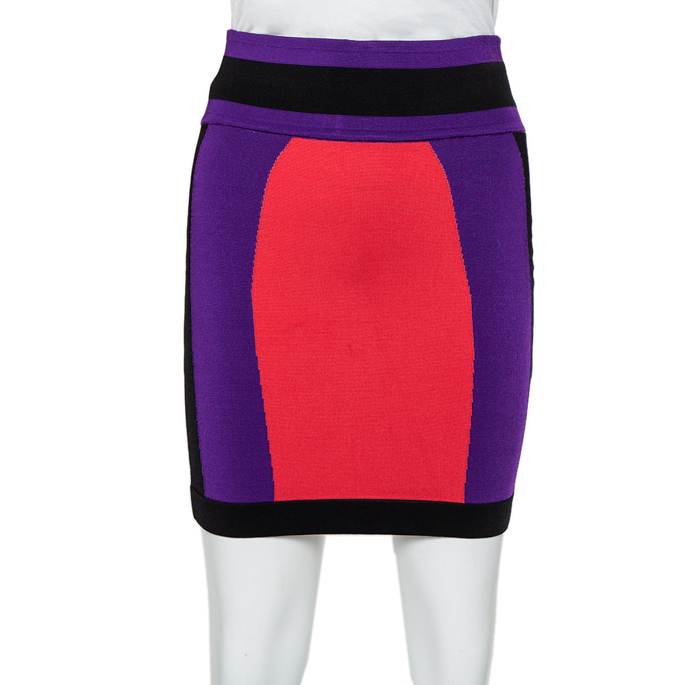 Balmain Colorblock Knit Mini Skirt S