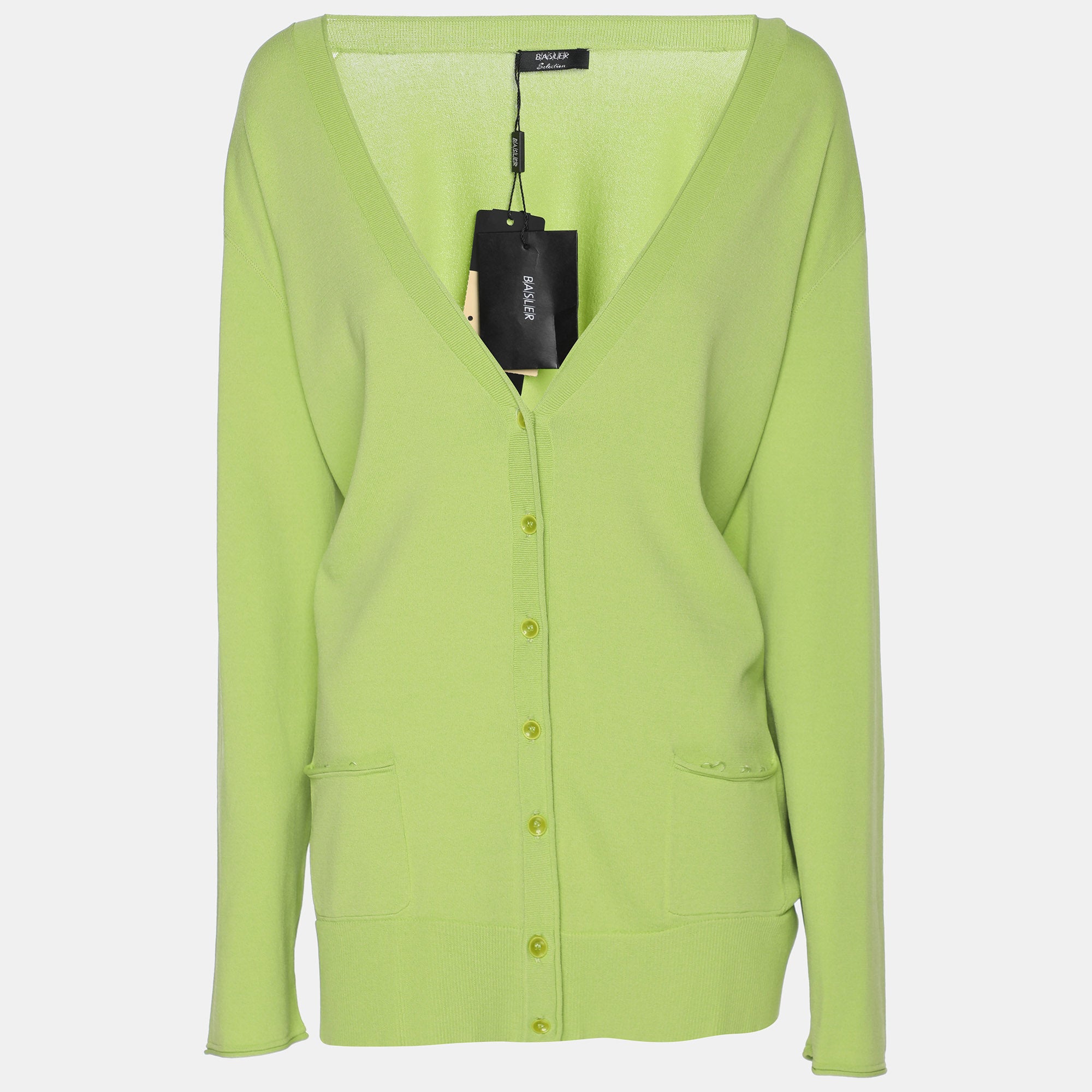 Basler Green Stretch Crepe Twinset Cardigan XL