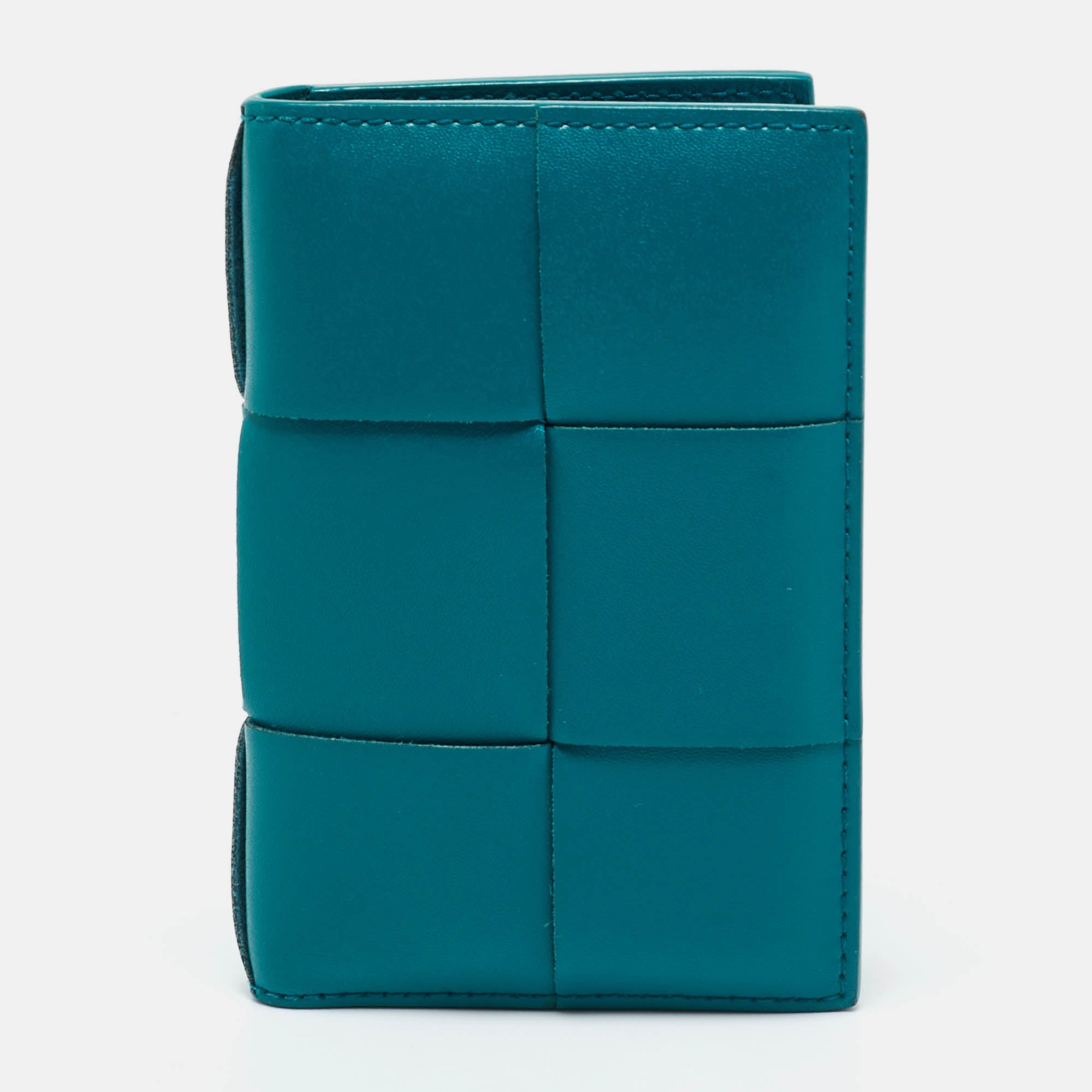 Bottega Veneta Green Leather Cassette Bifold Card Holder
