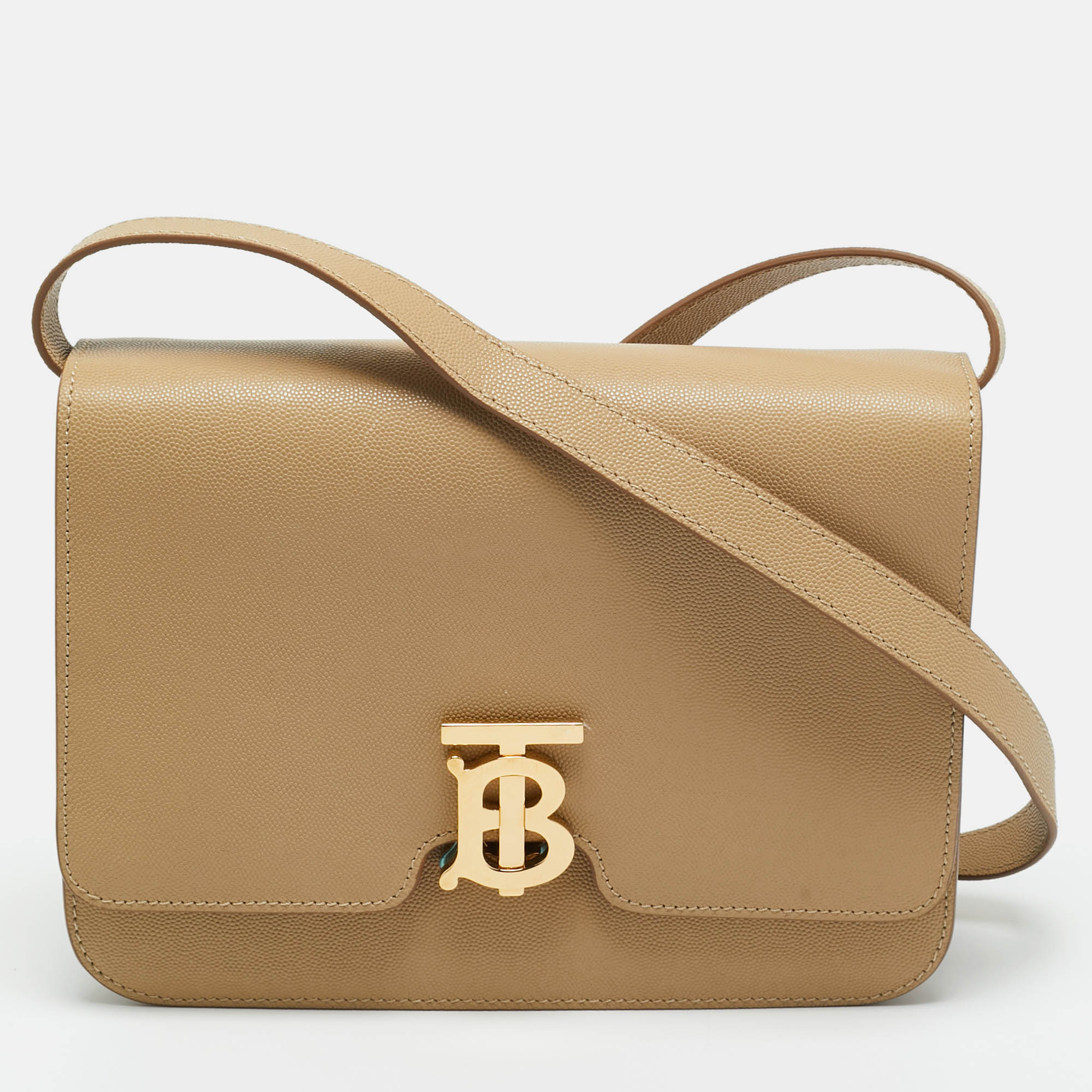 Burberry Beige Grain Leather Medium TB Shoulder Bag