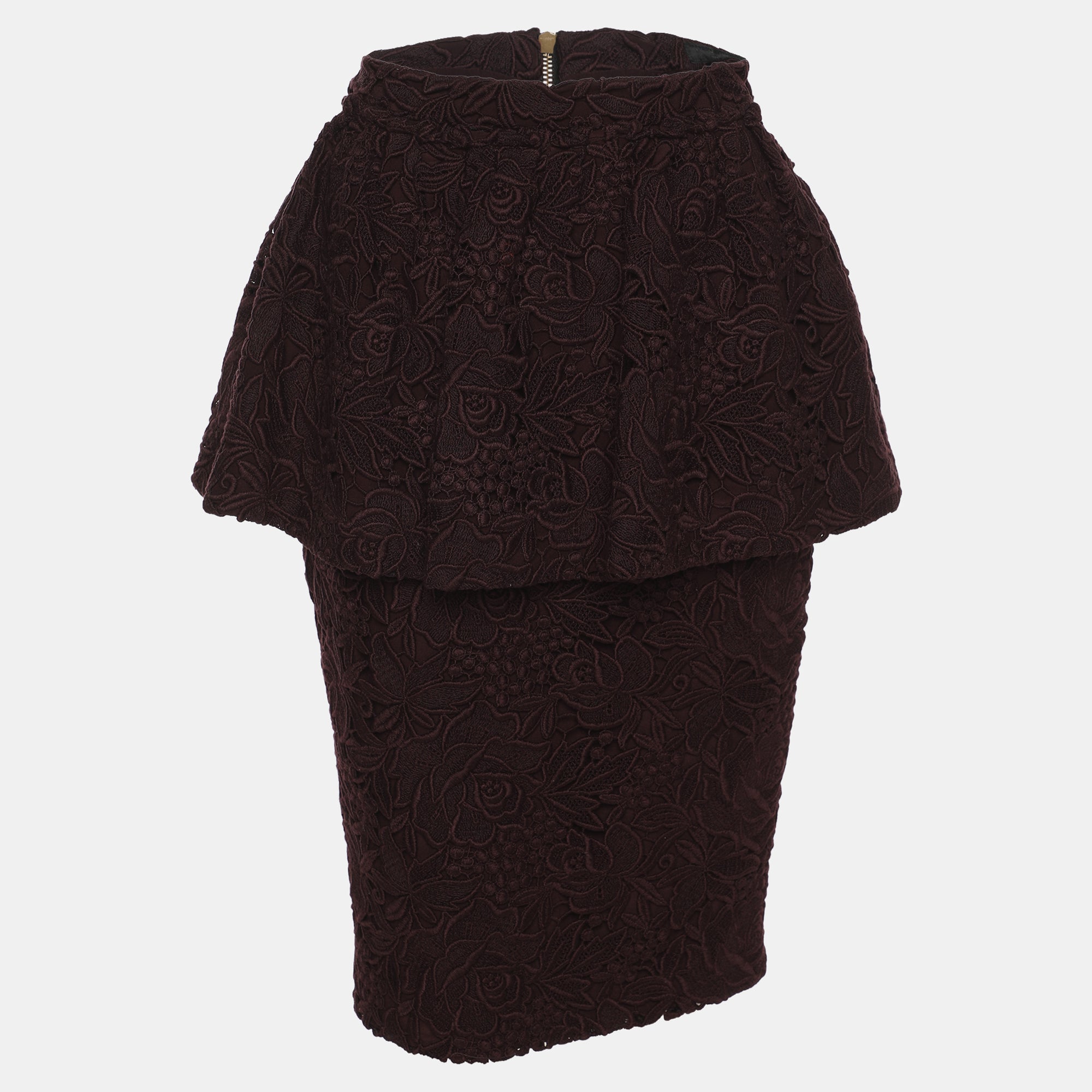 Burberry Burgundy Lace Pencil Skirt S