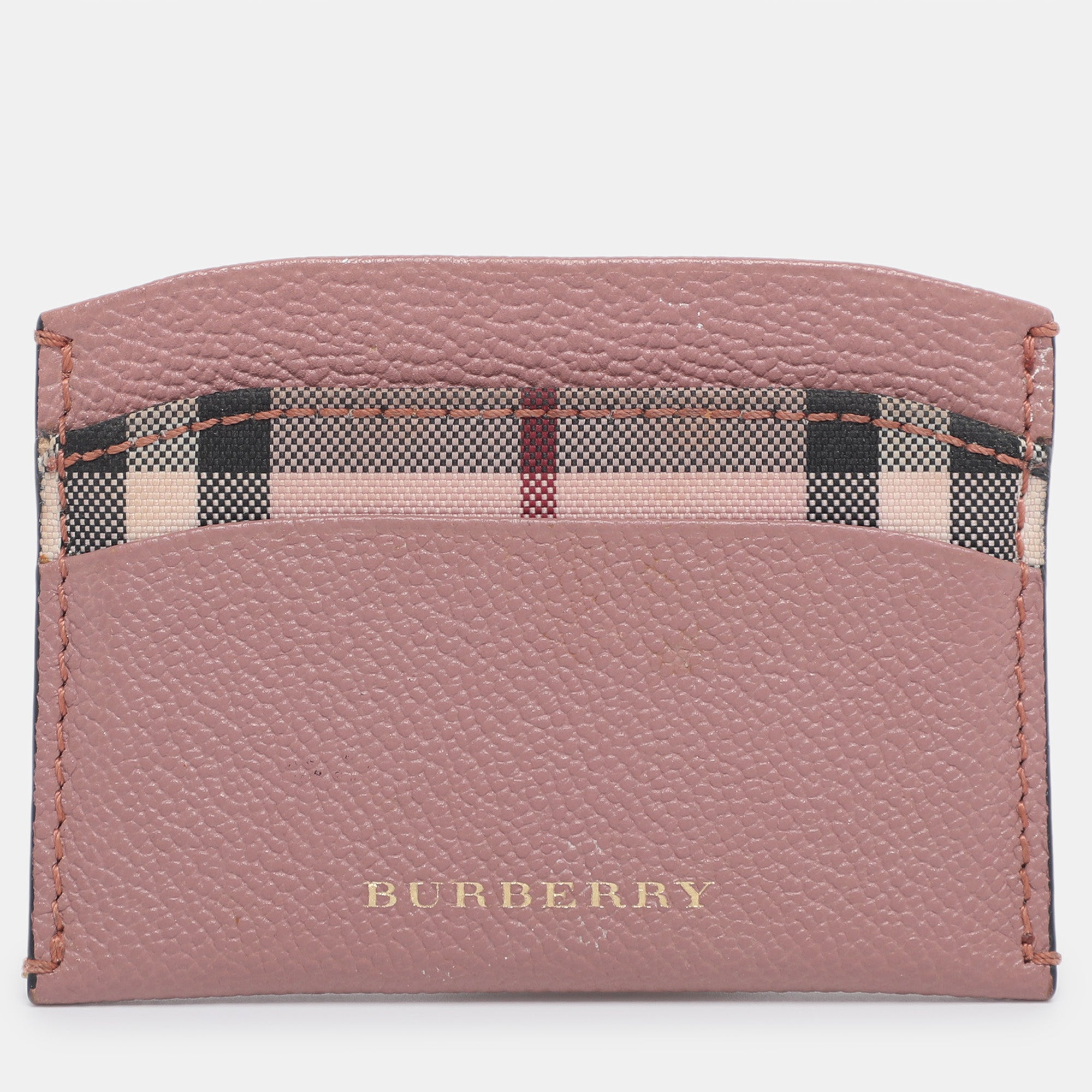 Burberry Old Rose Canvas and Leather Card Holder