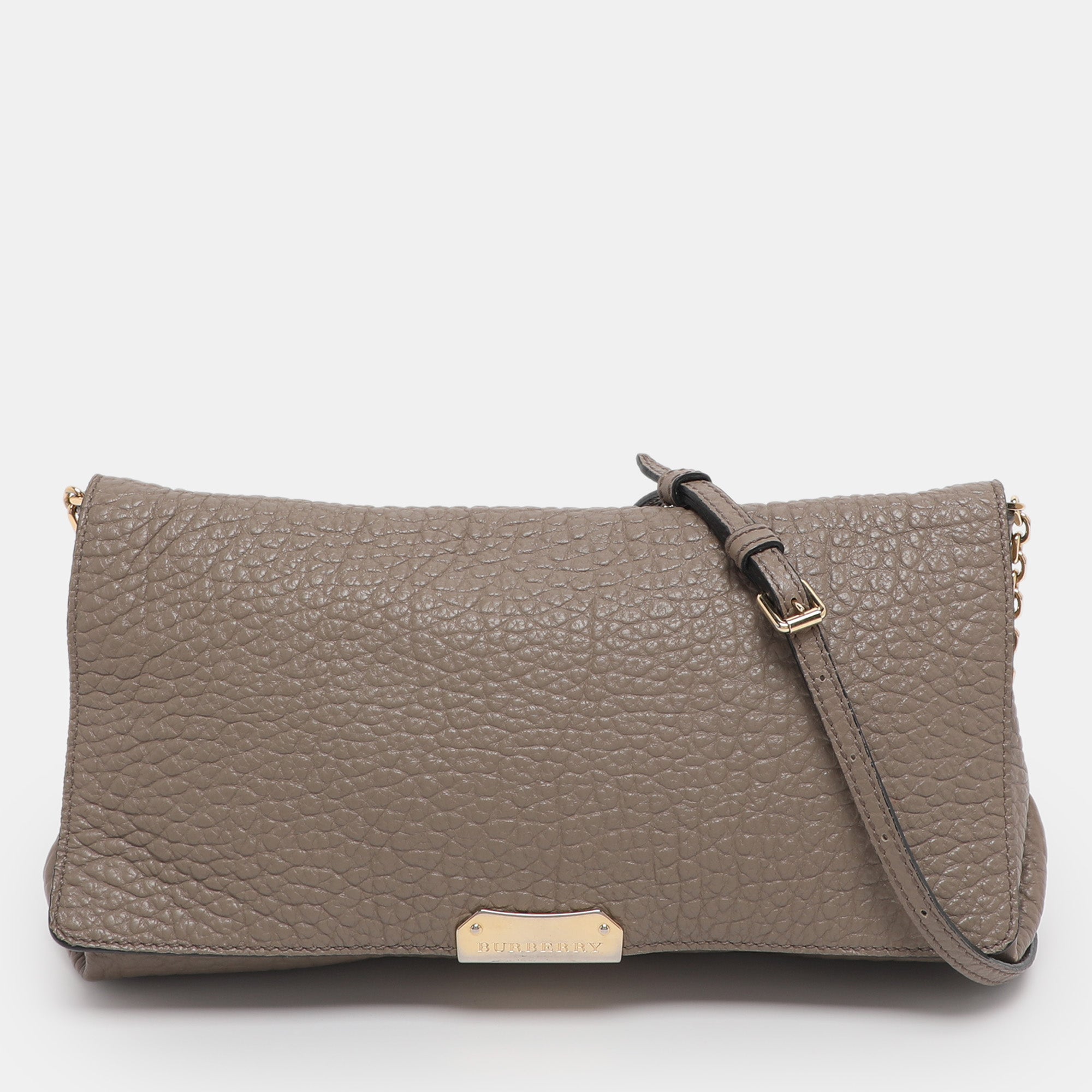 Burberry Taupe Grain Leather Madison Shoulder Bag