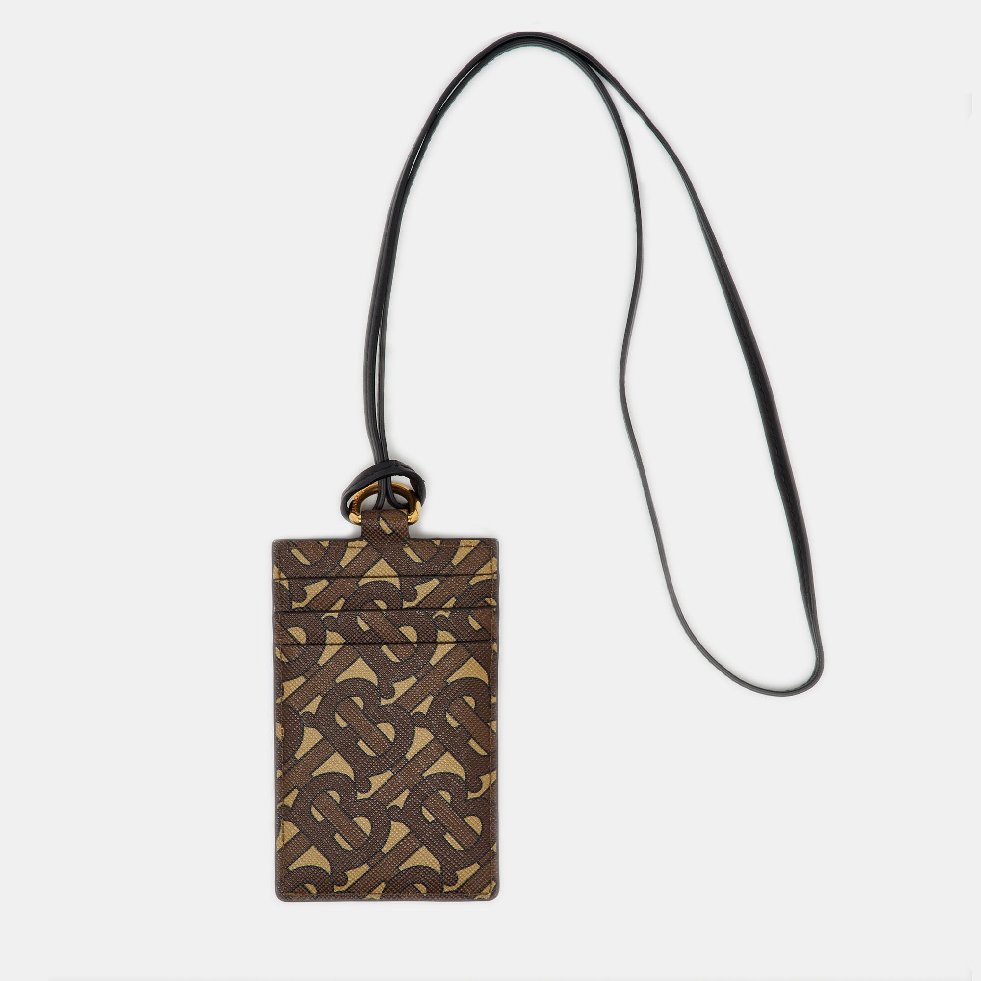 Burberry Brown Monogram Coated Canvas TB Lanyard Card Holder