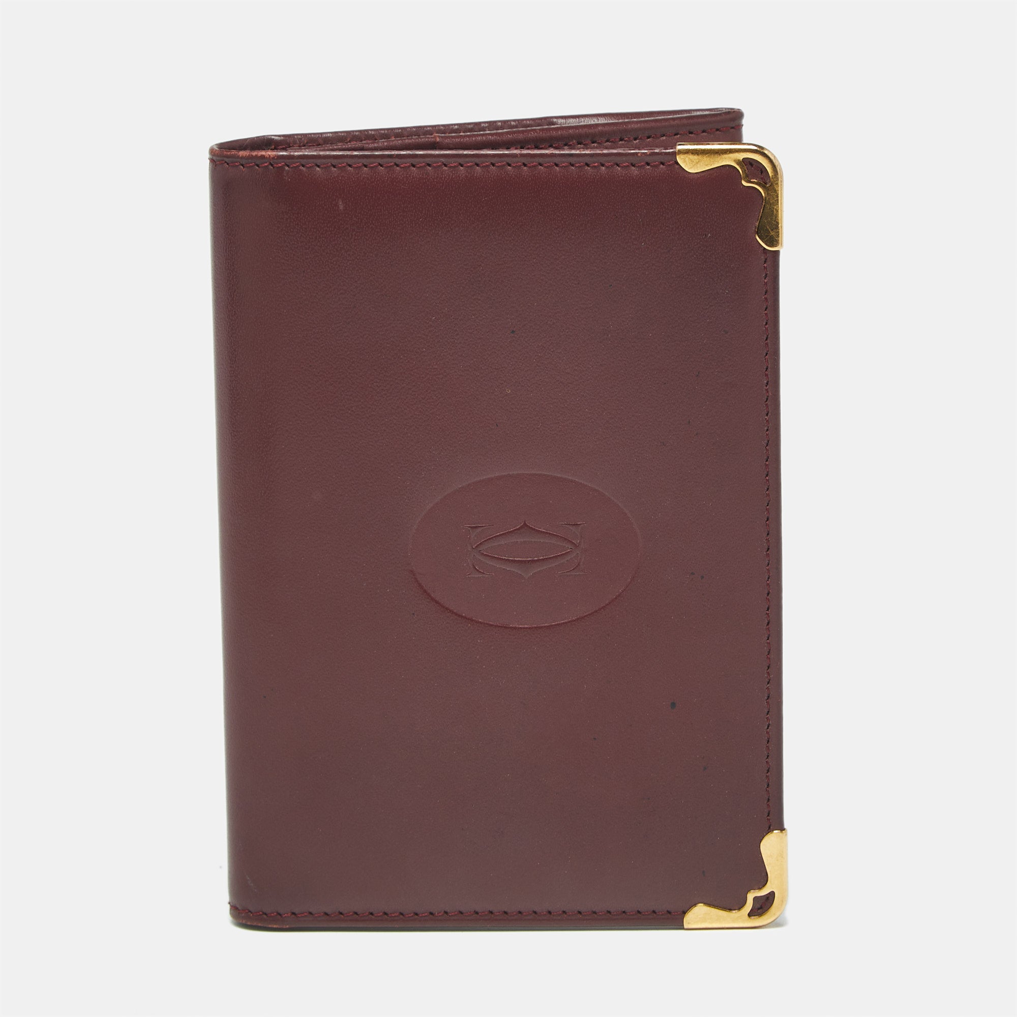 Cartier Burgundy Leather Must de Cartier Business Card Holder