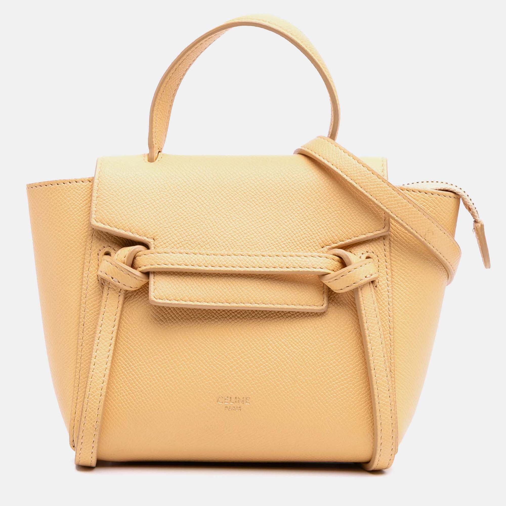 Celine Yellow Pico Grained Calfskin Belt Bag