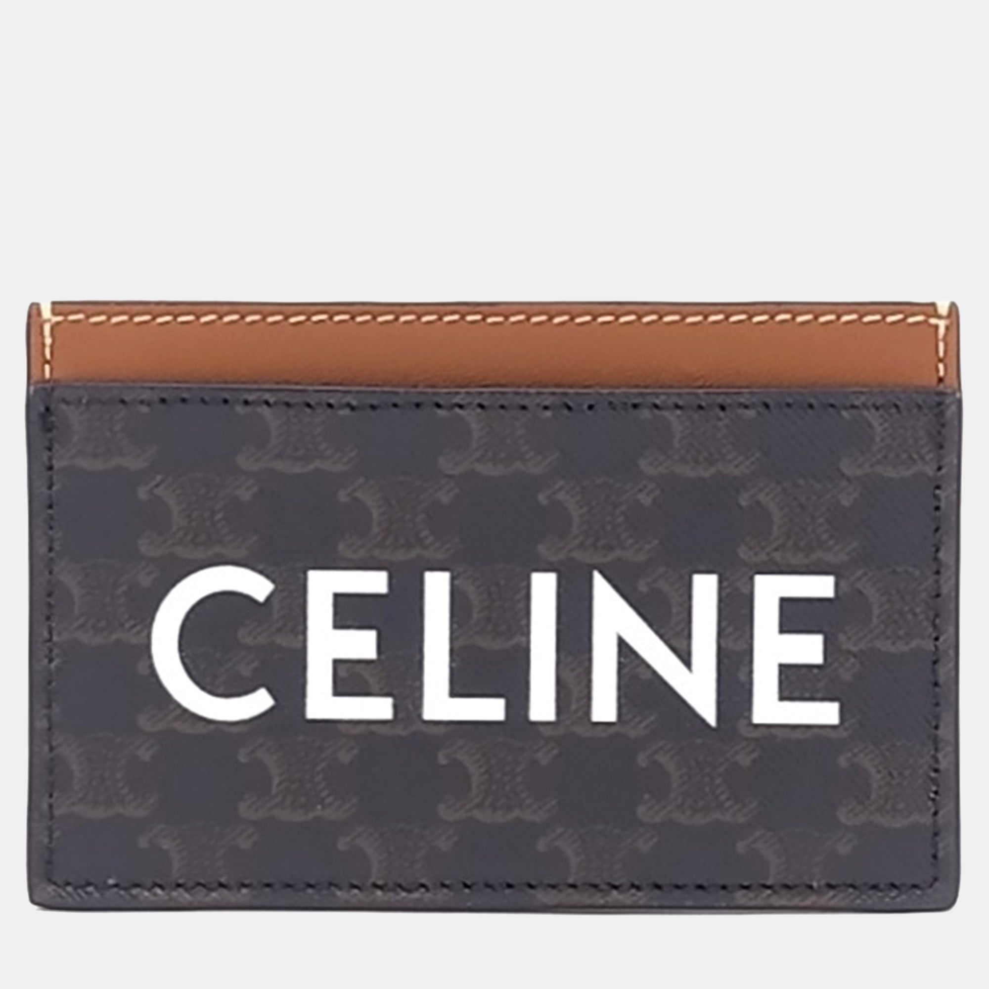 Celine Brown Canvas Triumph Card Holder