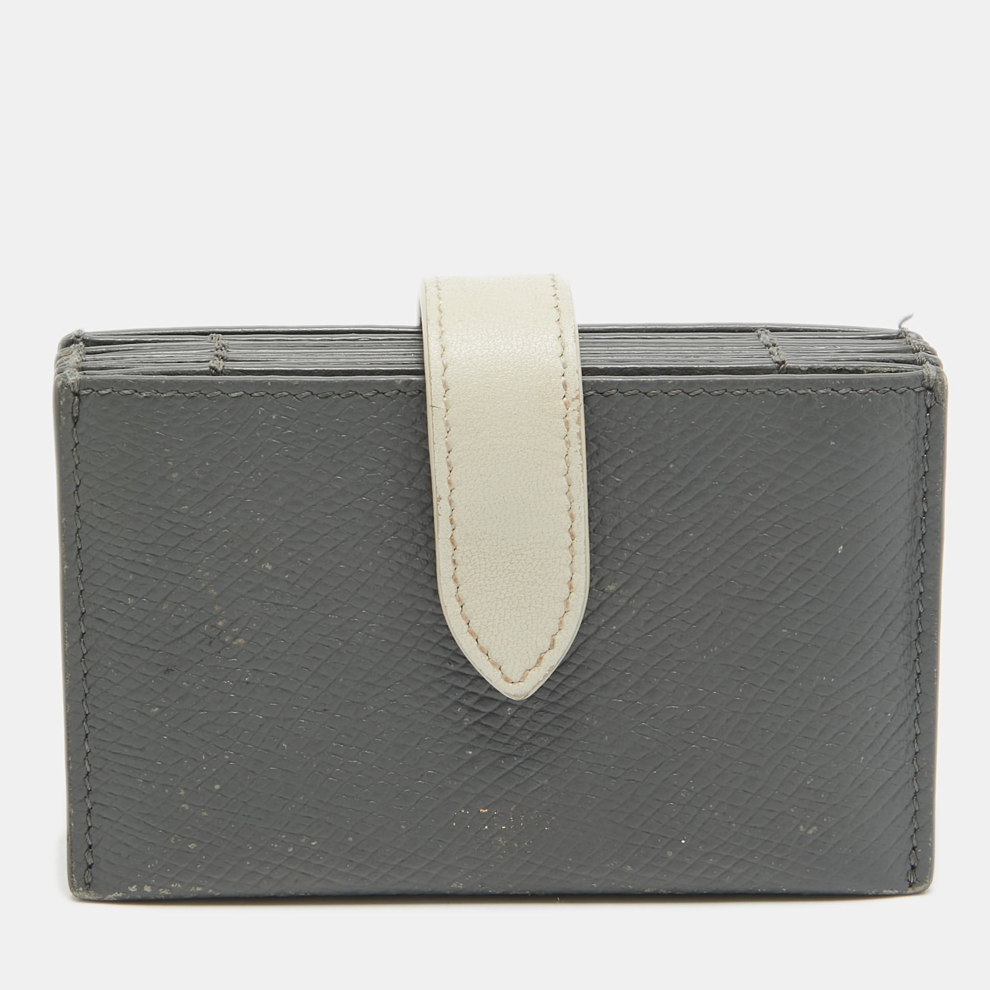 Celine Grey-Off White Leather Accordion Card Holder