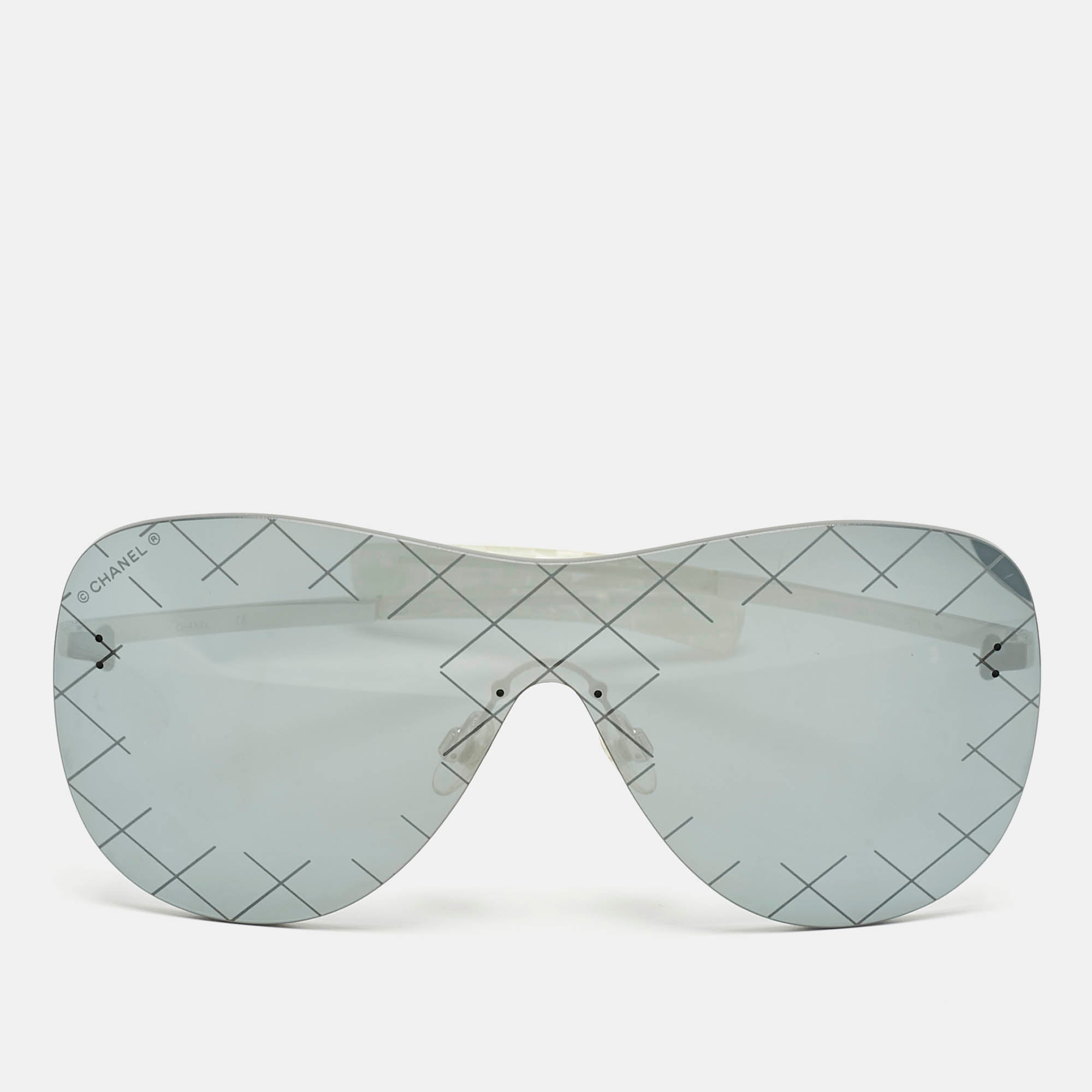 Chanel Dark Grey Mirrored 71158 Runaway Shield Sunglasses
