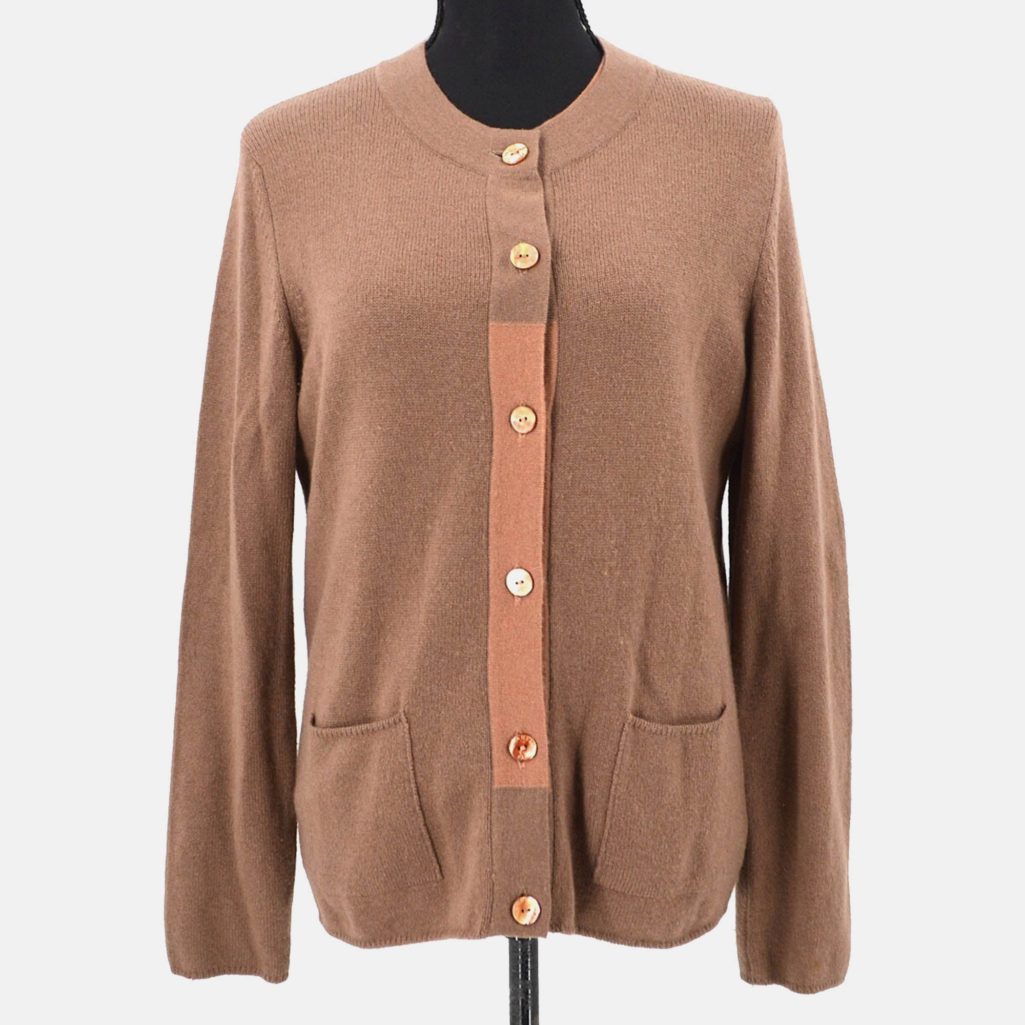 Chanel Ensemble Cardigan Brown Knit Top Size 42