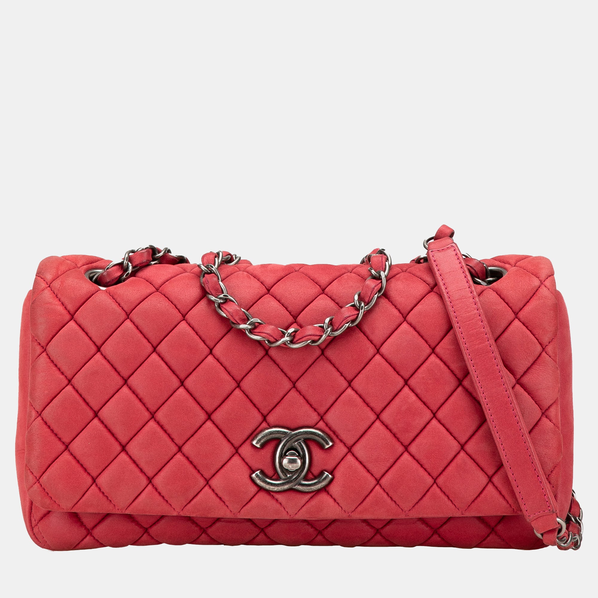 Chanel Red Small Iridescent Calfskin New Bubble Flap