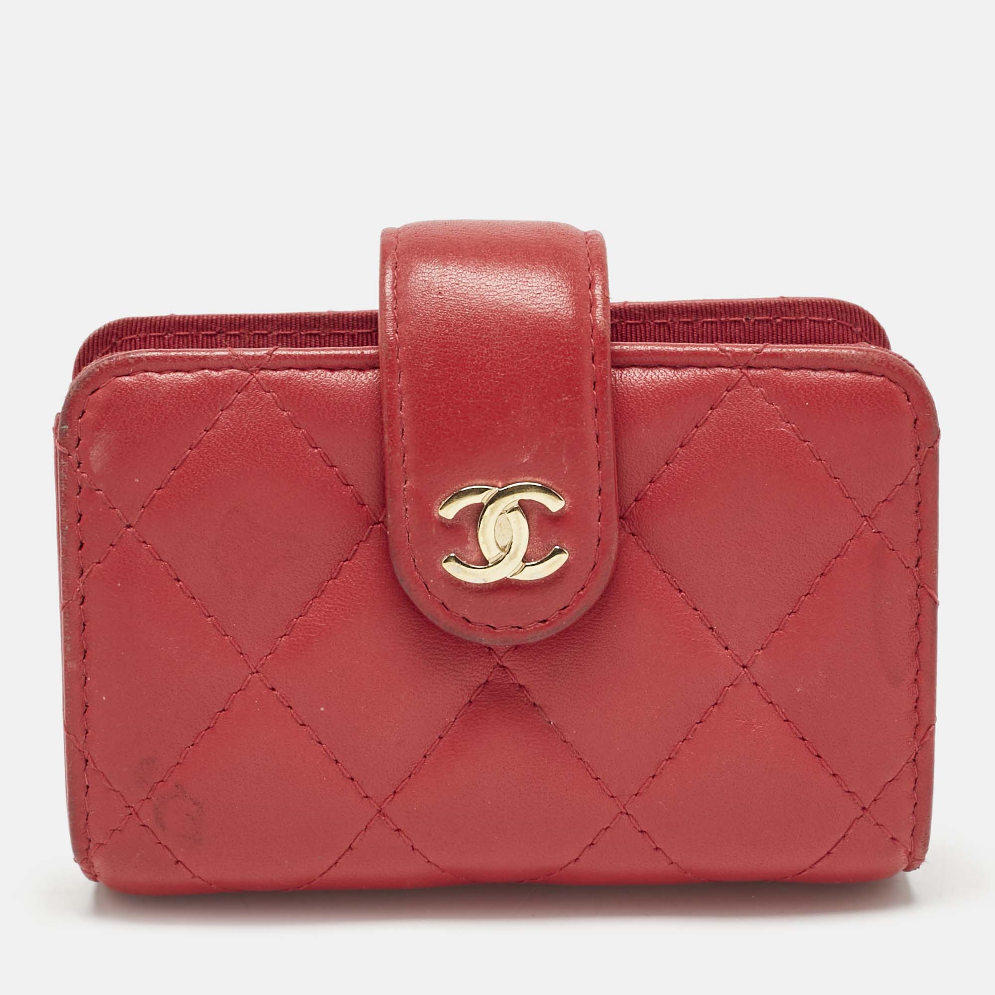 Chanel Pink Quilted Leather Gusset Card Holder