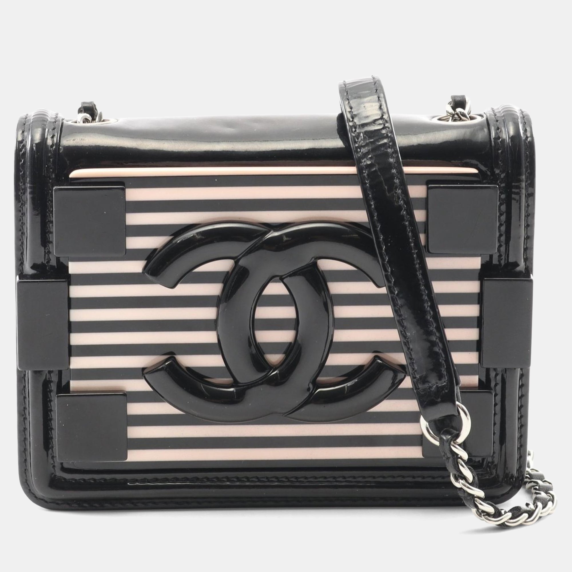 Chanel Lego Boy Black Patent Leather and Plexiglass Shoulder Bag