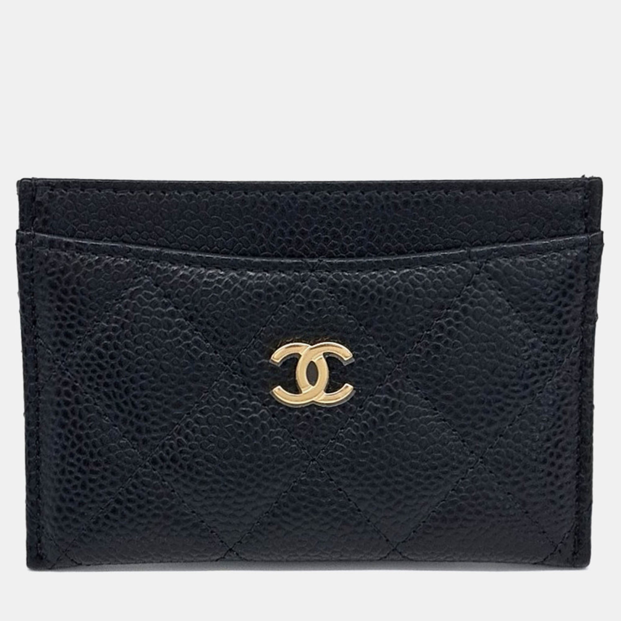 Chanel Black Caviar Leather Caviar Card Holder