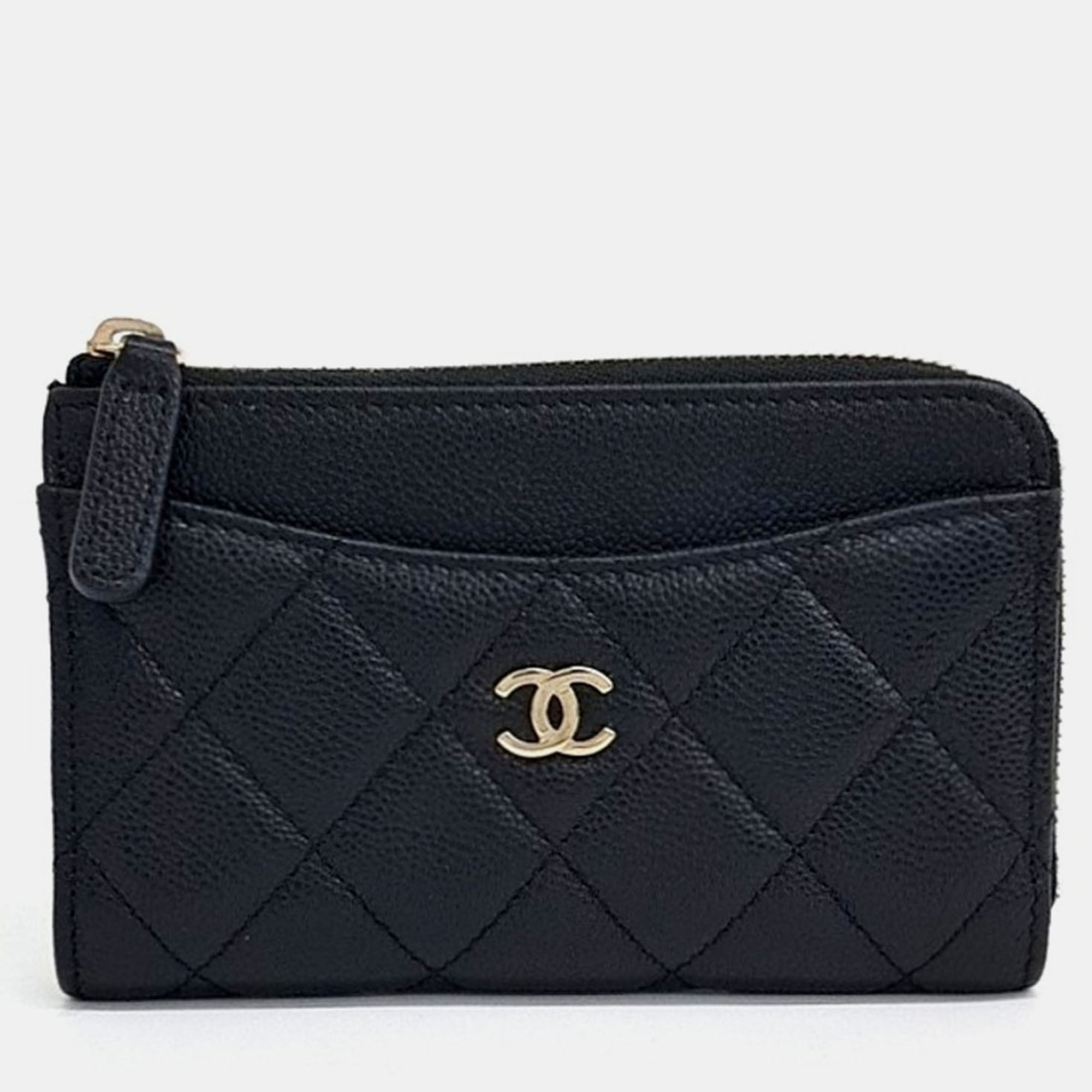 Chanel Black Leather Caviar Card Holder