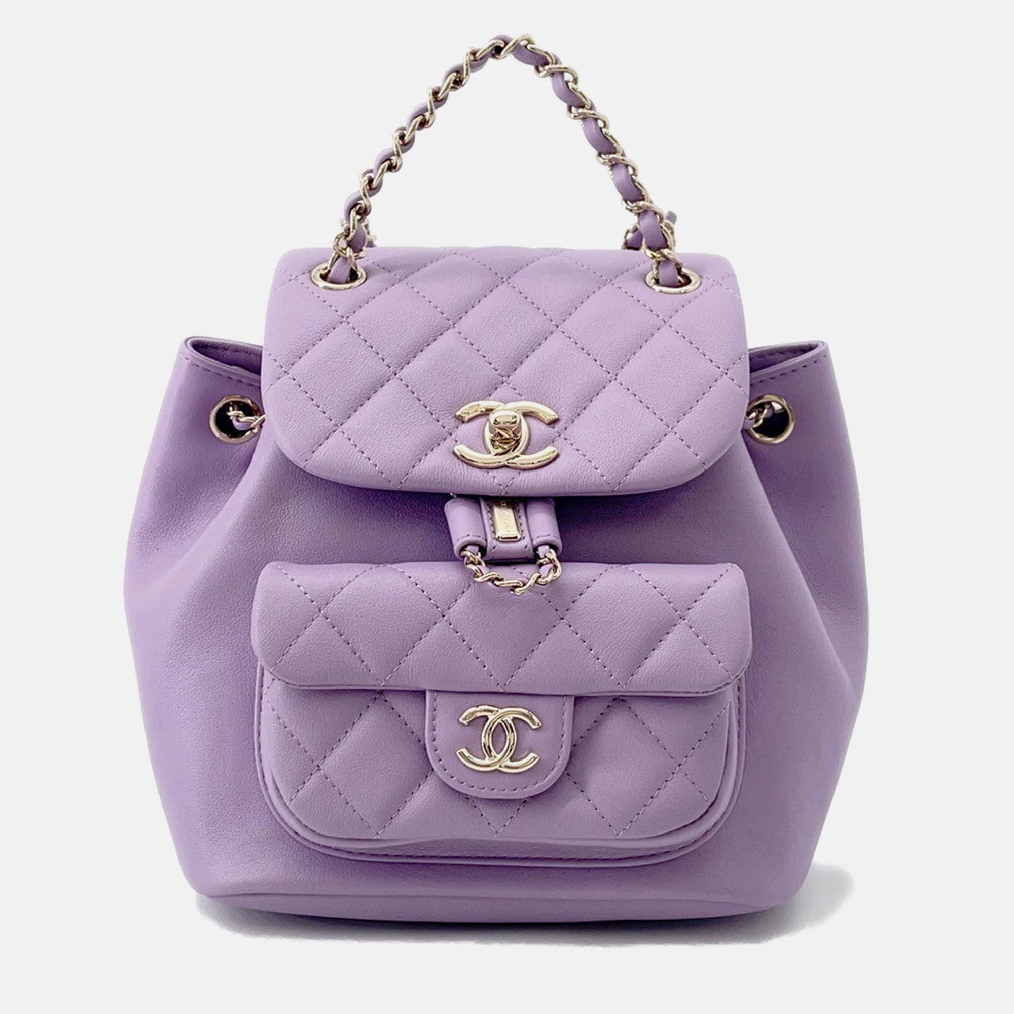 Chanel Matelasse Smallbackpack Lavender purple Calf Leather