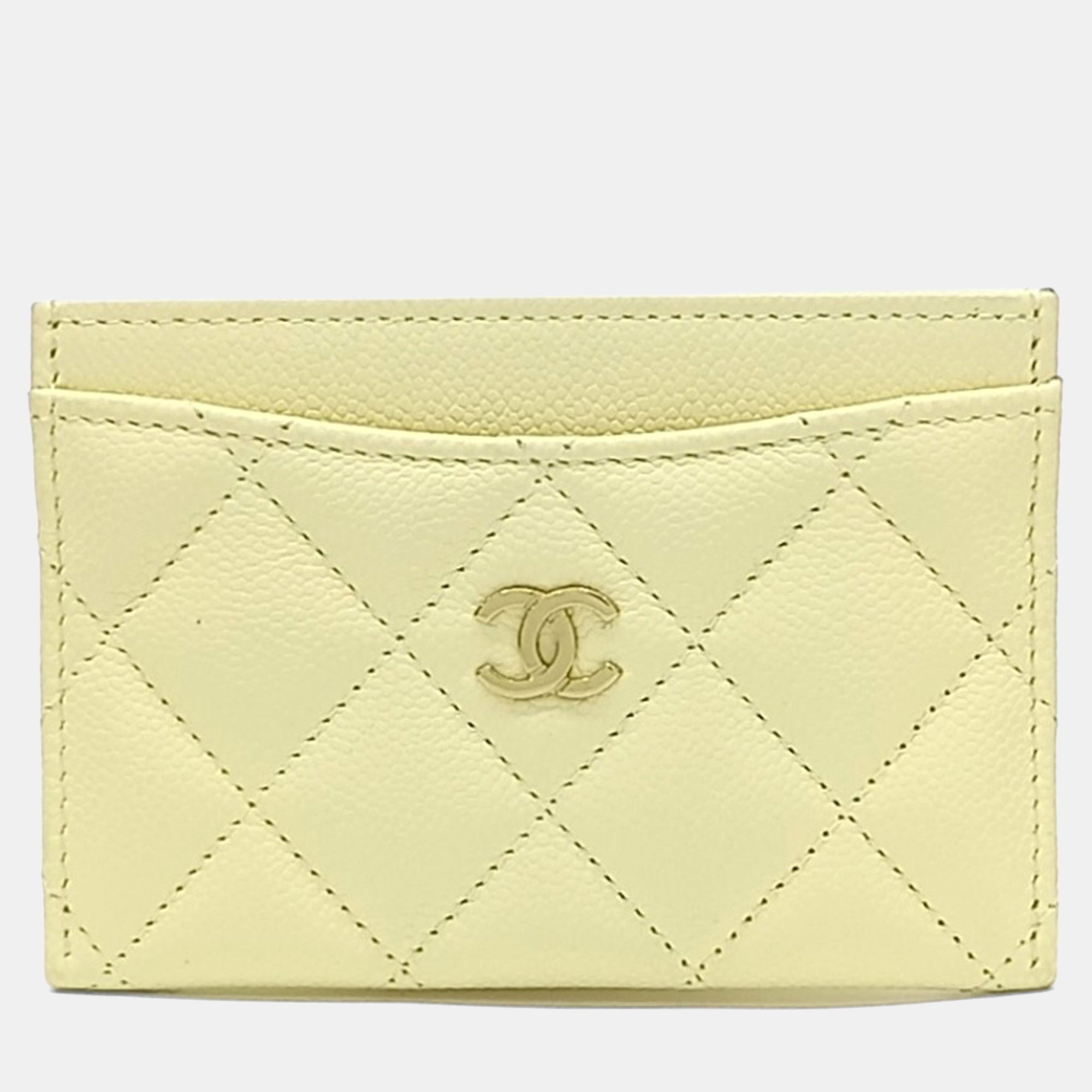 Chanel Yellow Leather Caviar Card Holder