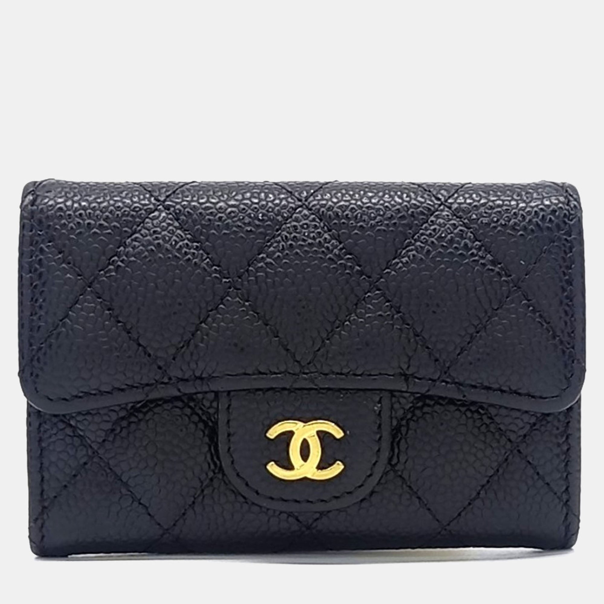 Chanel Black Caviar Leather Caviar Card Holder