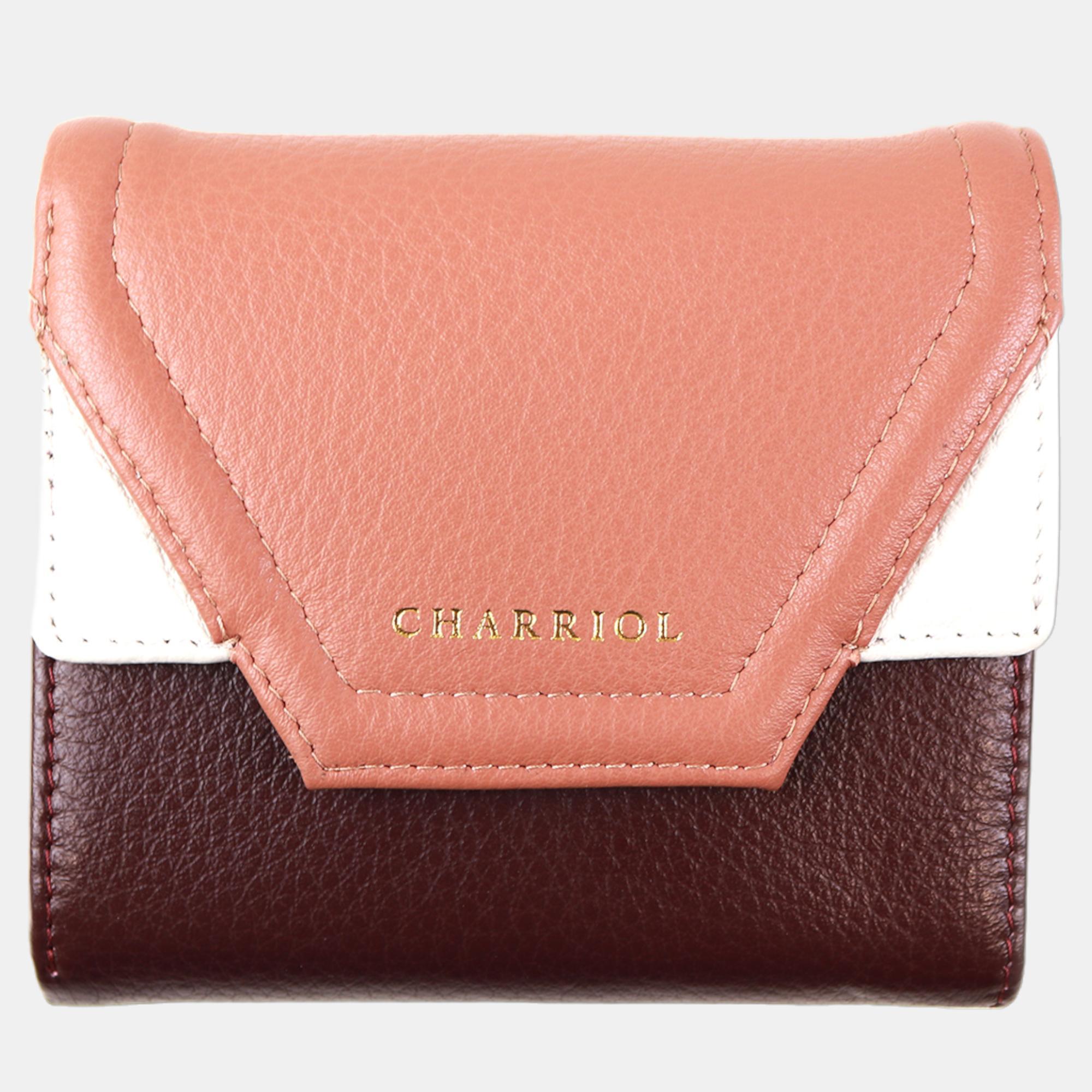 Charriol Wine-Cream Leather Forever Wallet