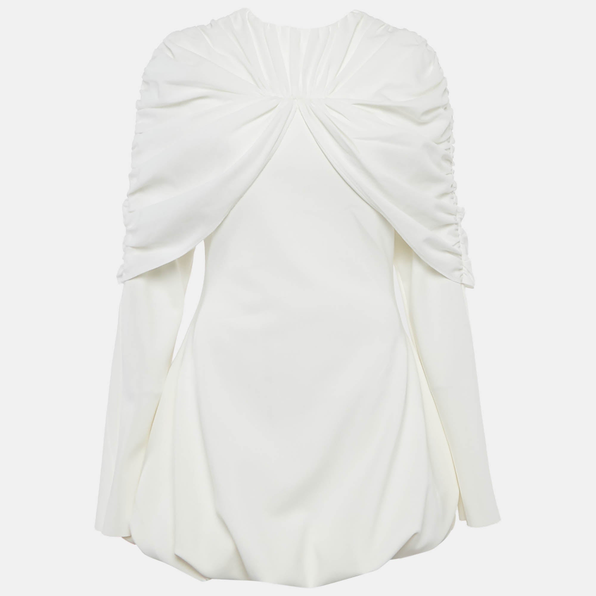 CHATS By C.Dam White Stretch Jersey Bubble Hem Mini Dress S