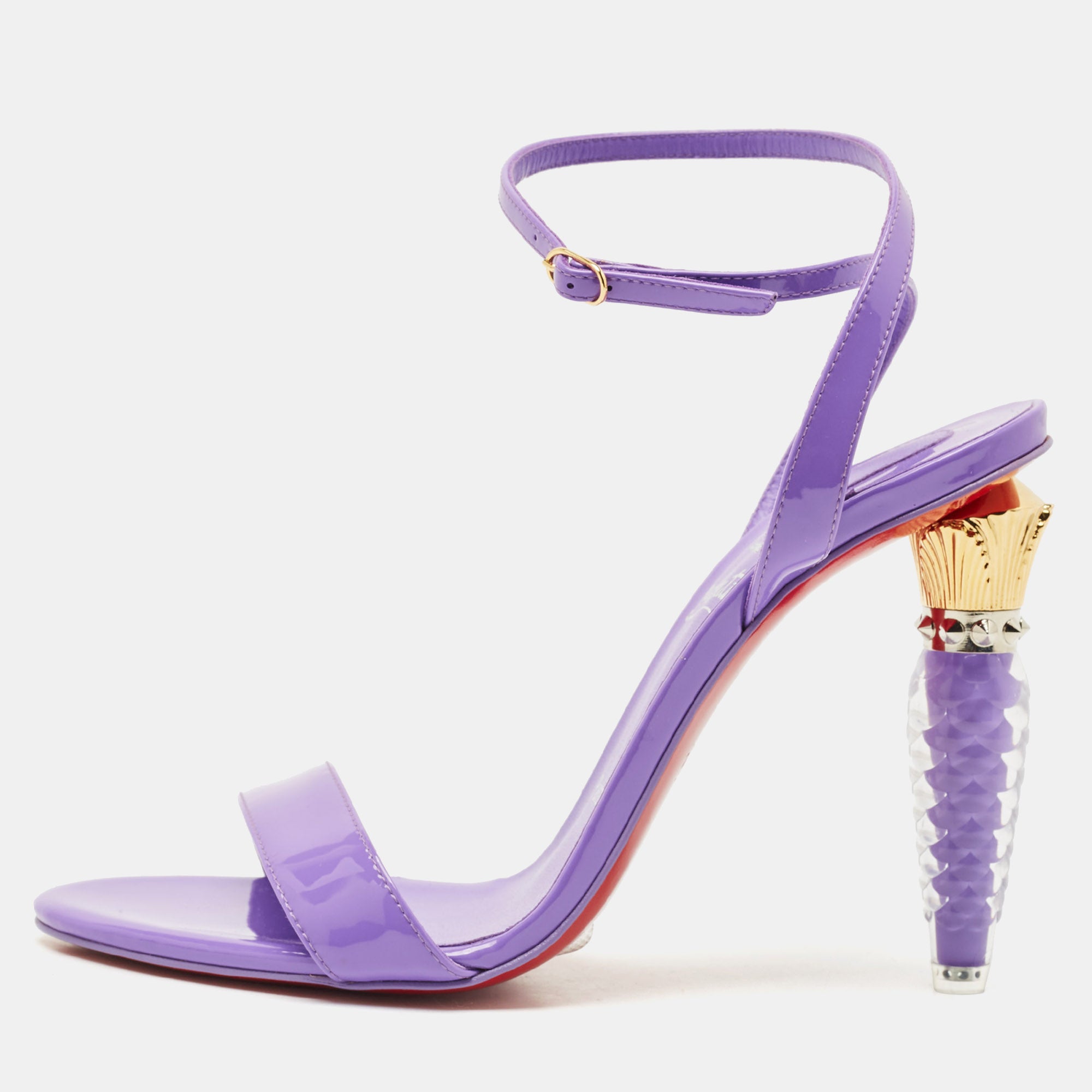 Christian Louboutin Purple Patent Leather Lipgloss Ankle Strap Sandals Size 38