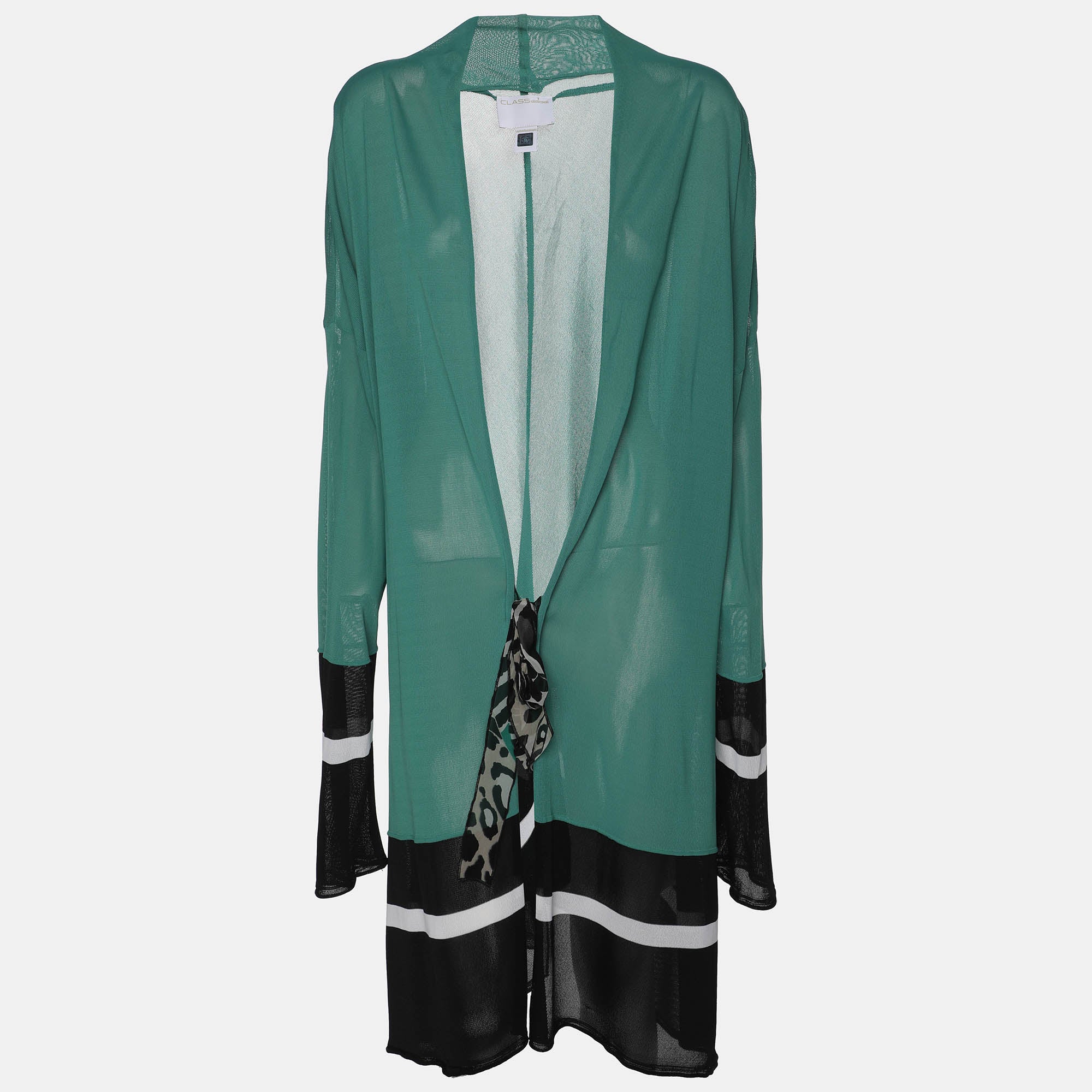 Class by Roberto Cavalli Green-Black Knit Open Long Cardigan S