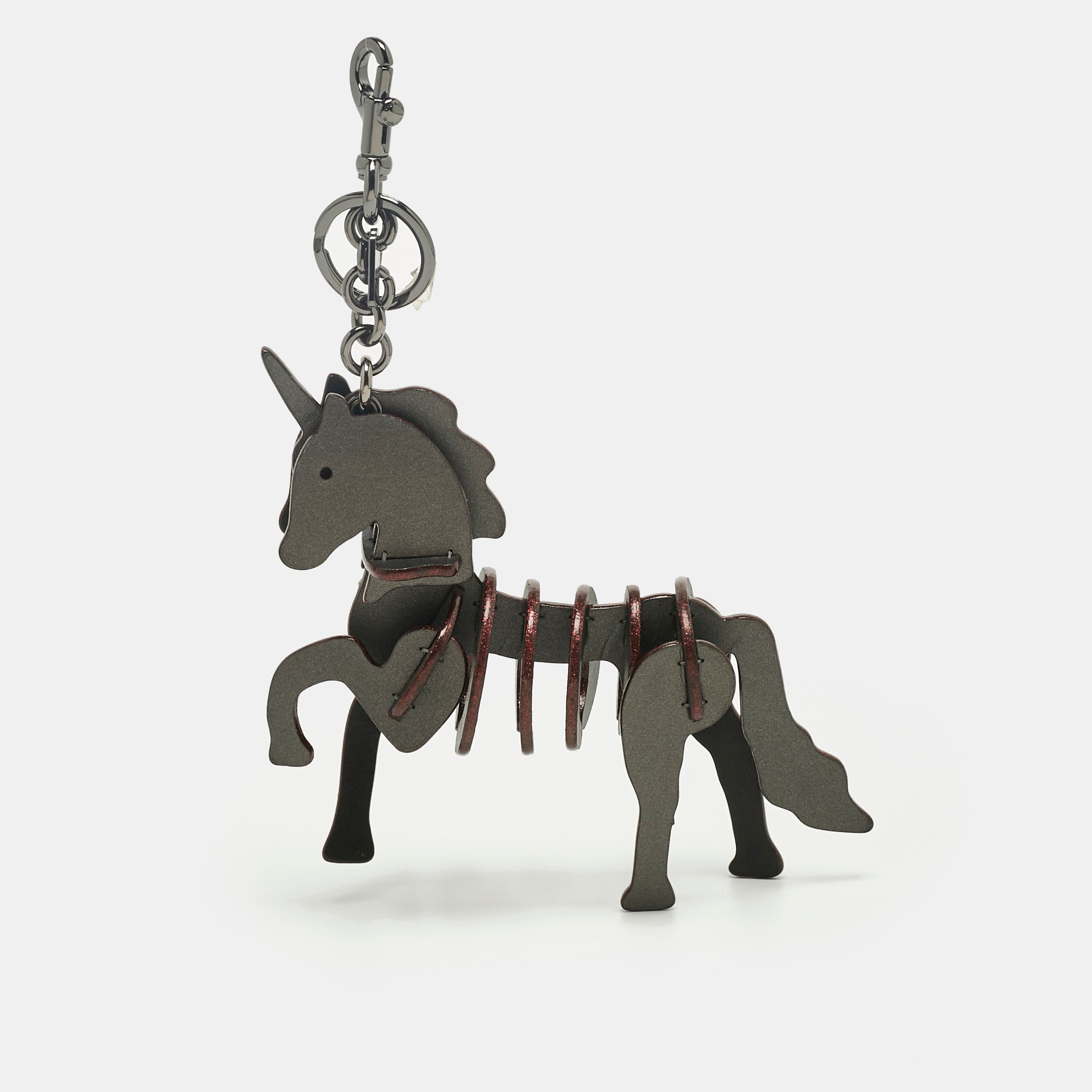 Coach Grey Leather Medium Uni Puzzle Bag Charm