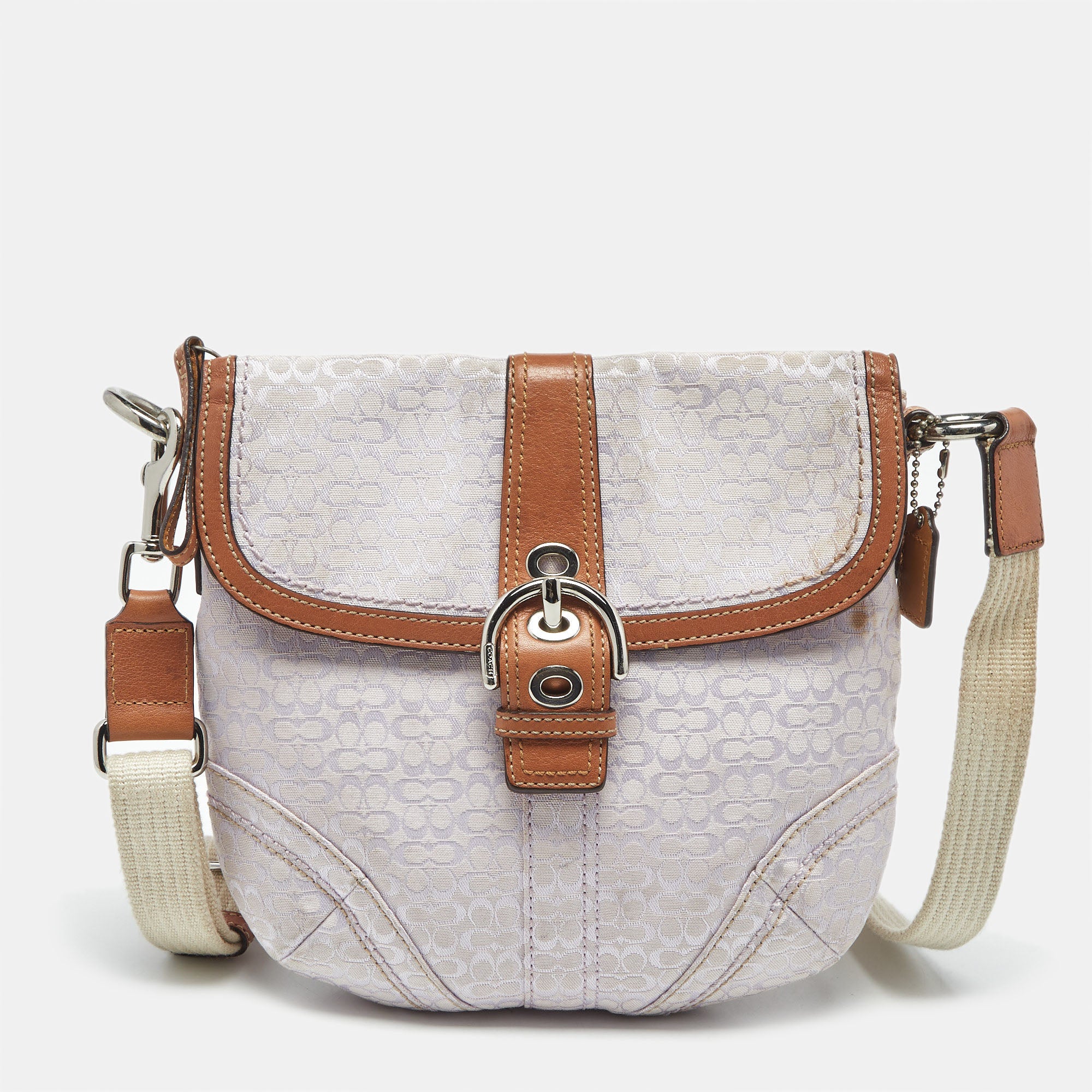 Coach Lavender Logo Jacquard Canvas Soho Swing Crossbody Bag
