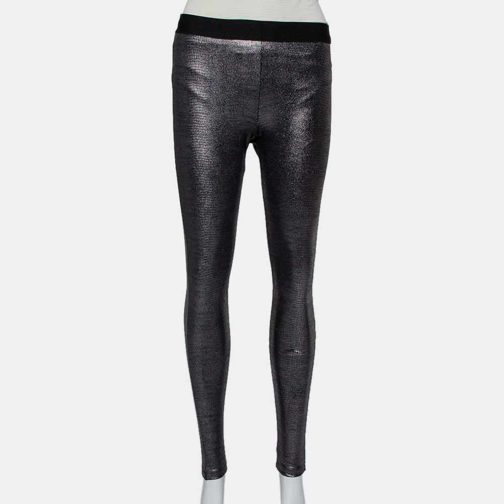 David Lerner Metallic Coated Knit Leggings L