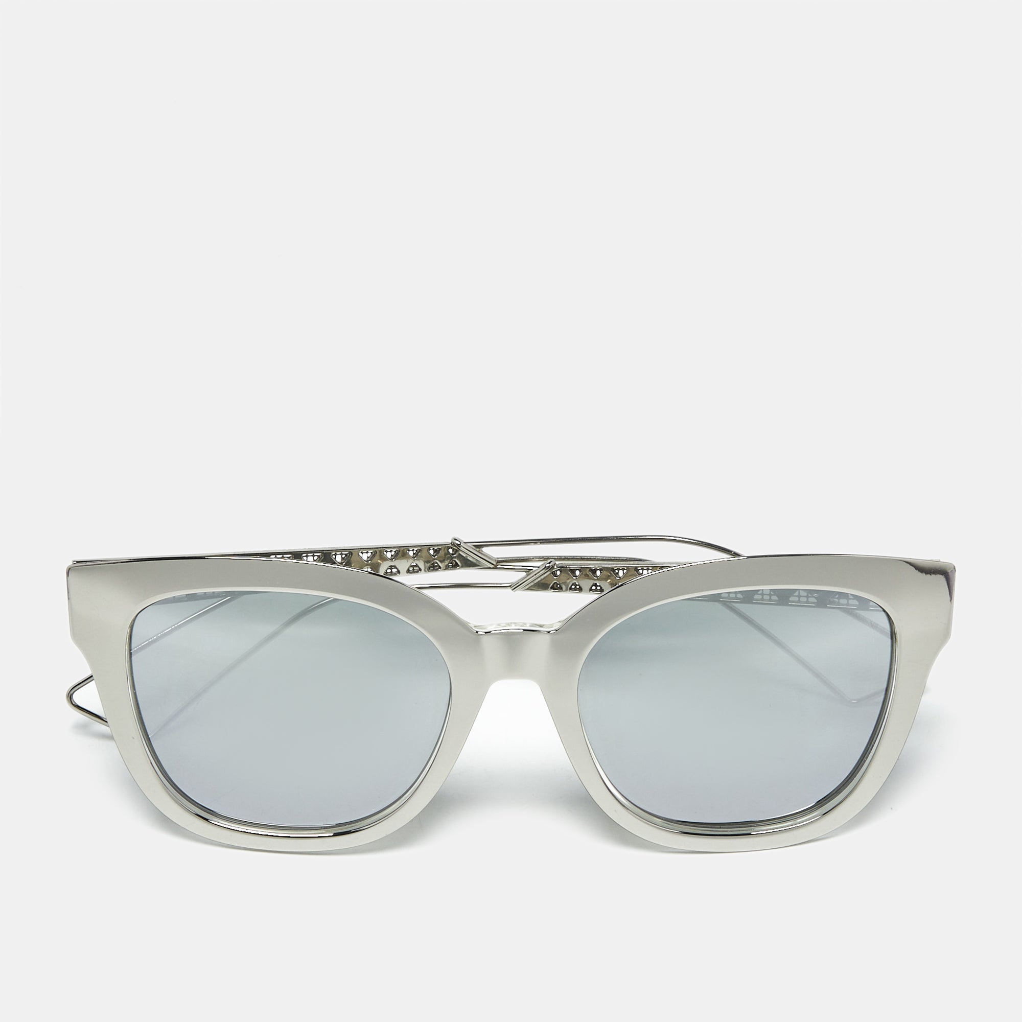 Dior Silver Mirrored Diorama1 Square Sunglasses